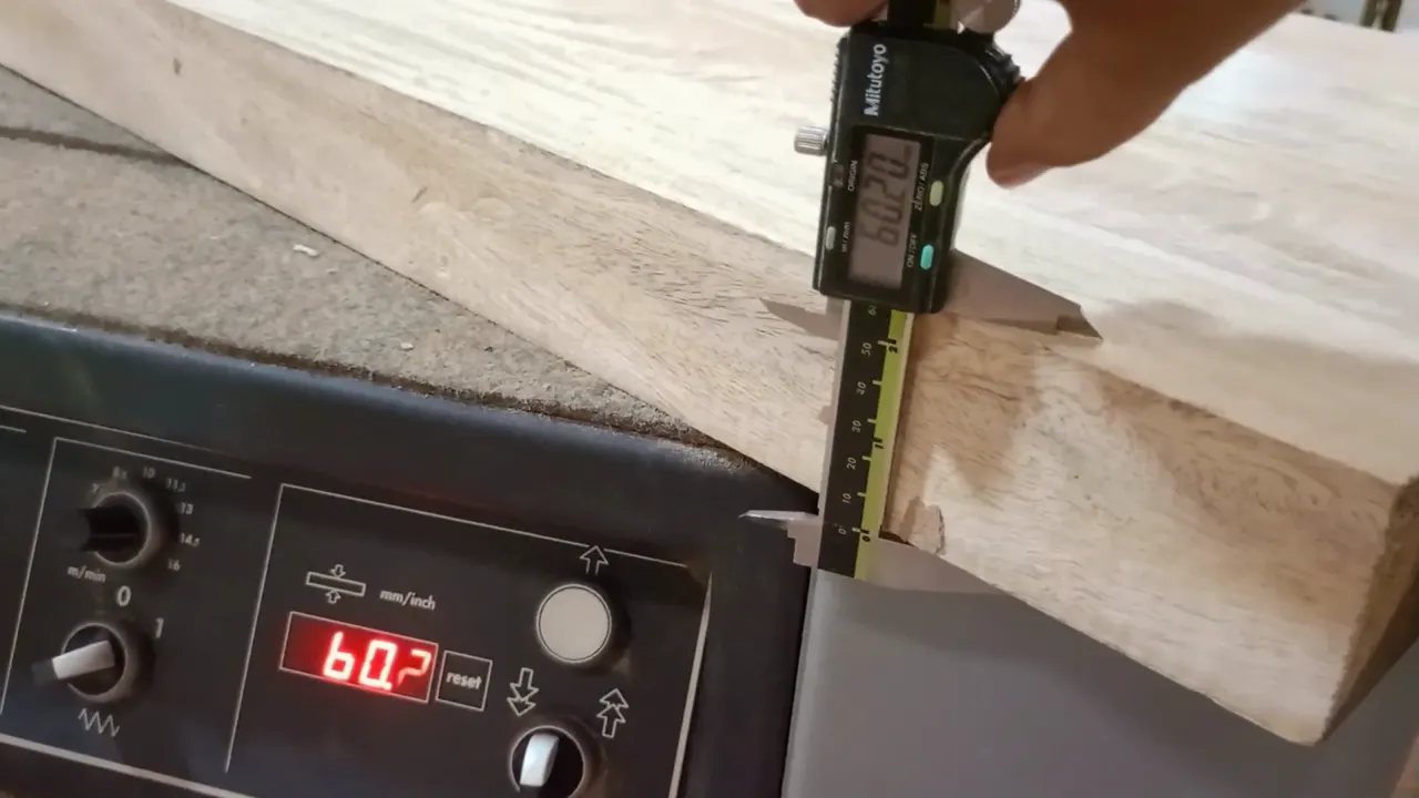 Measuring a board's thickness with digital calipers