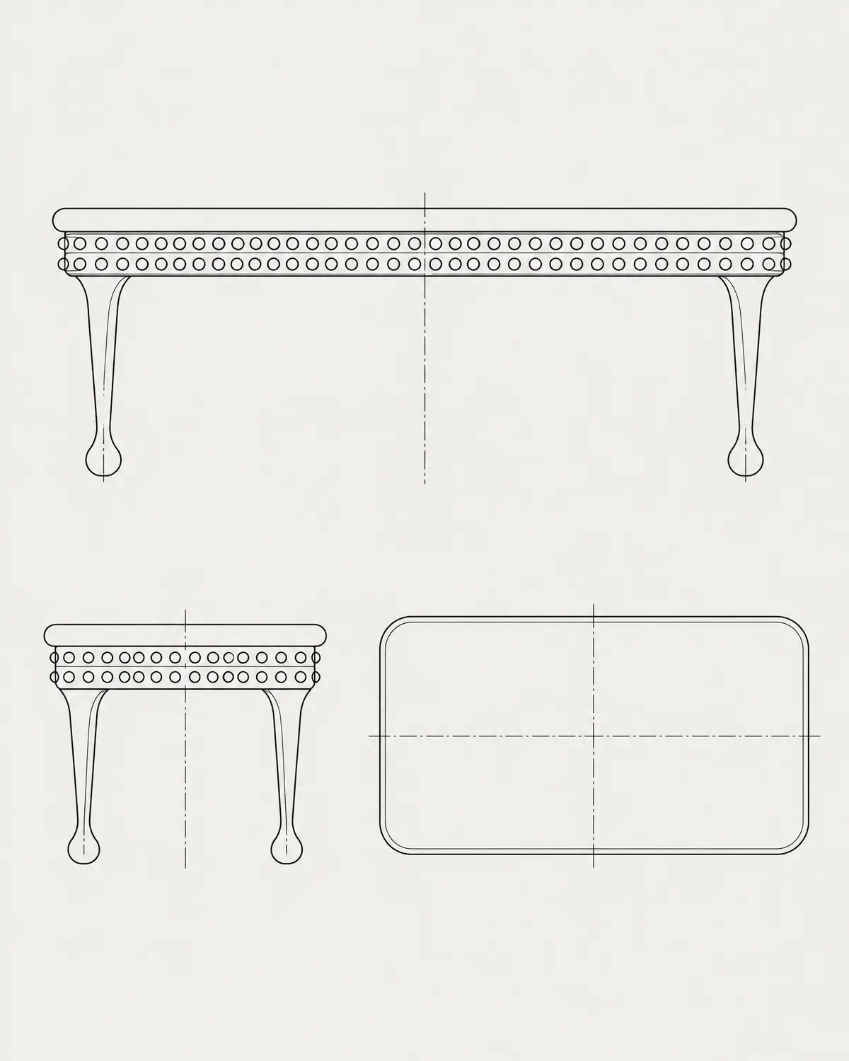 Braille dining table, line drawing