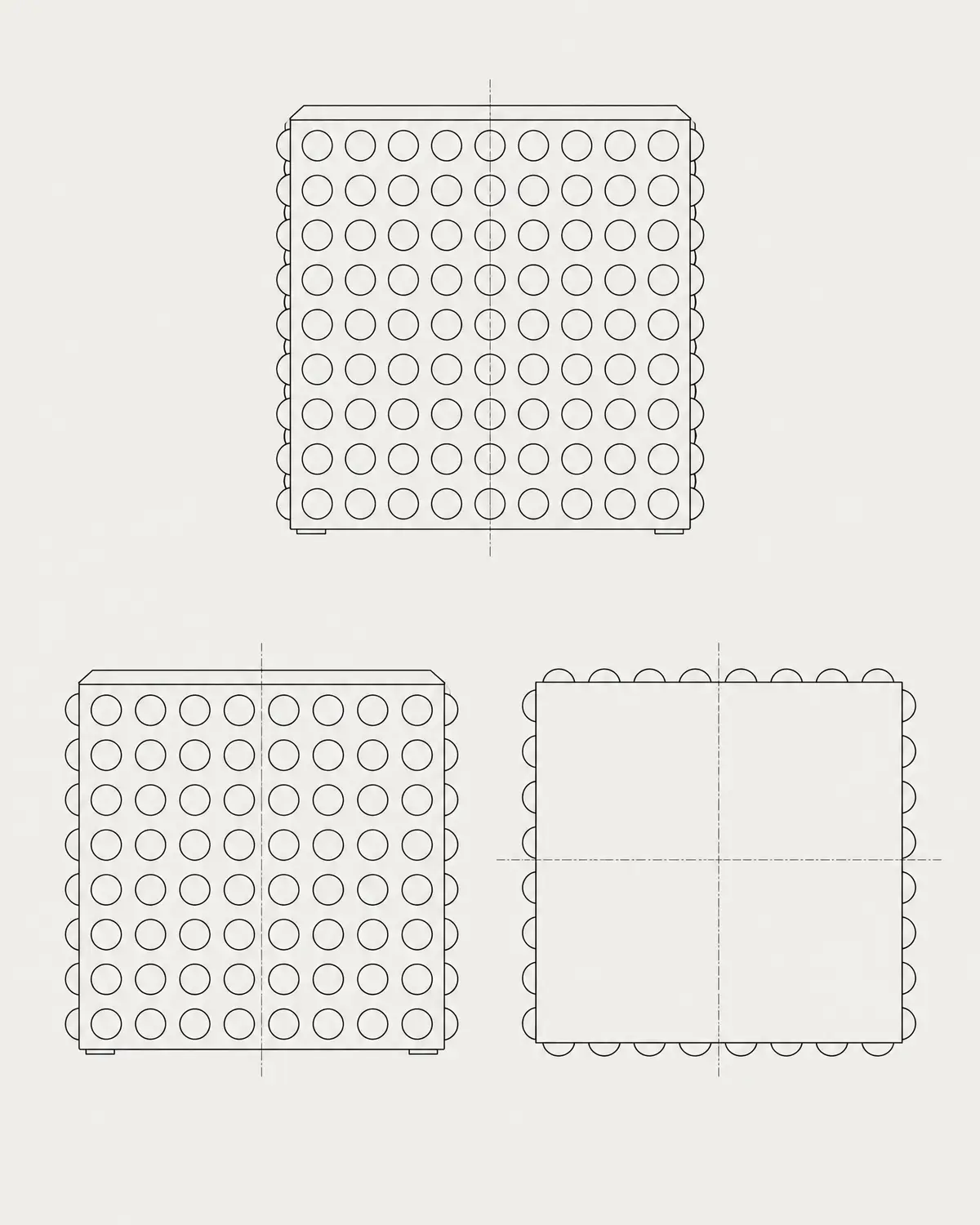 Braille side table, line drawing