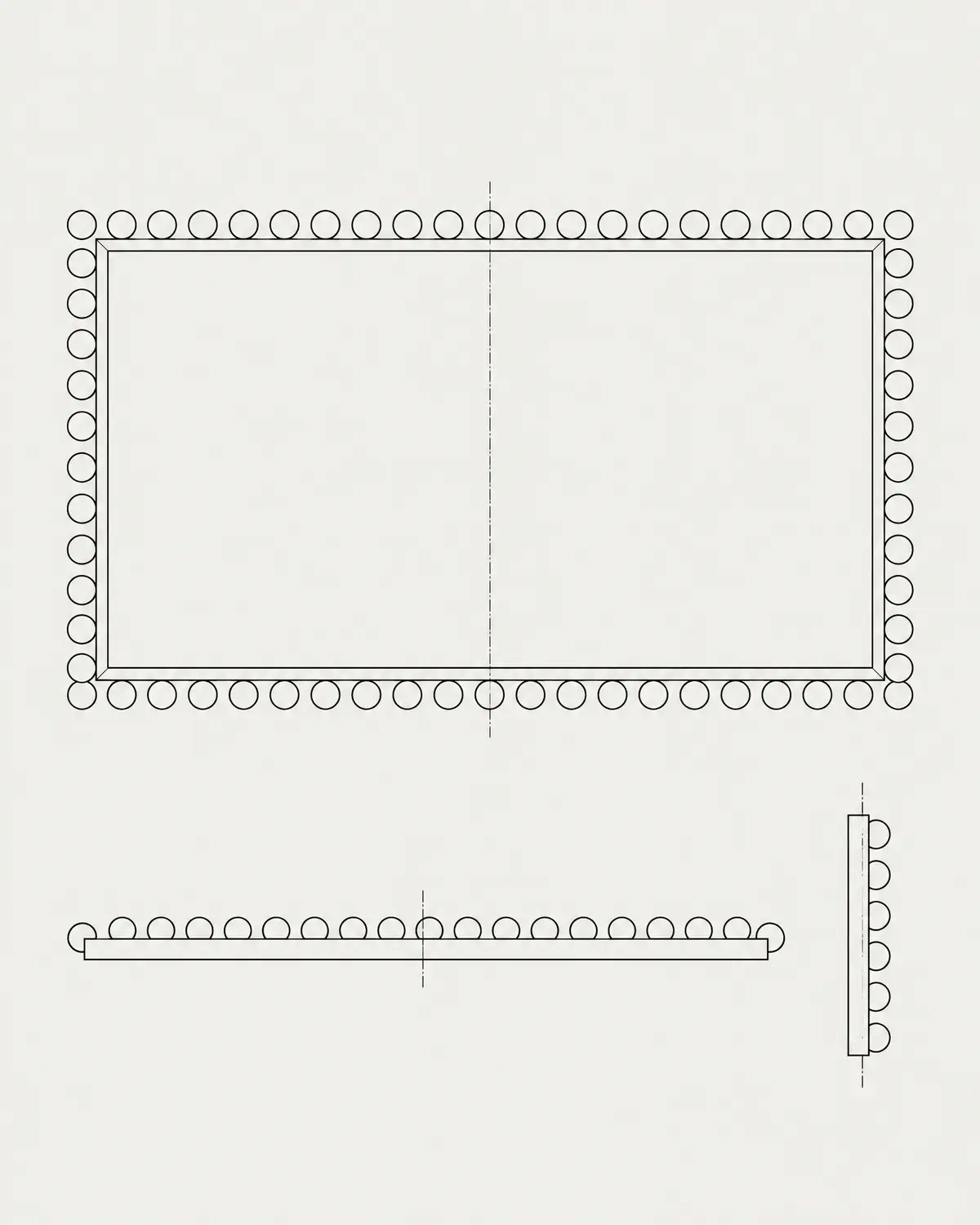 Braille wall mirror, line drawing