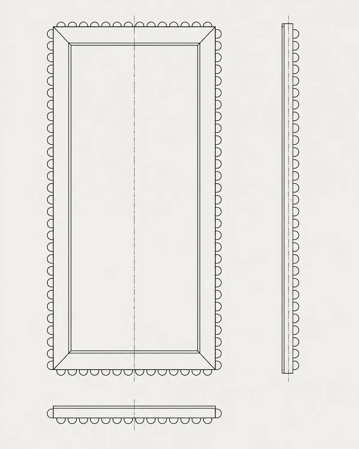 Braille floor mirror, line drawing