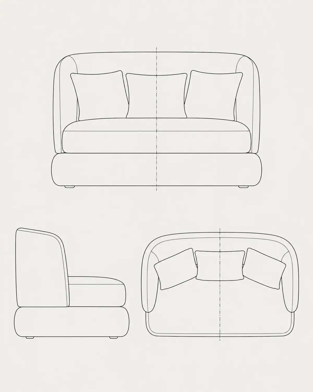 Embrace loveseat, line drawing