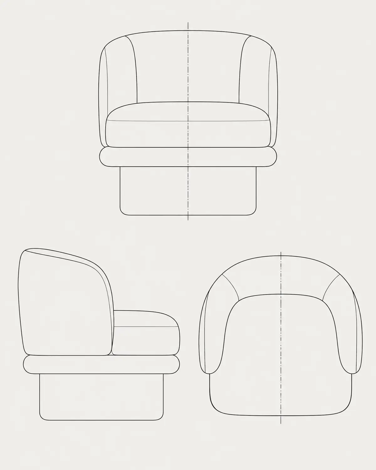 Embrace armchair, line drawing