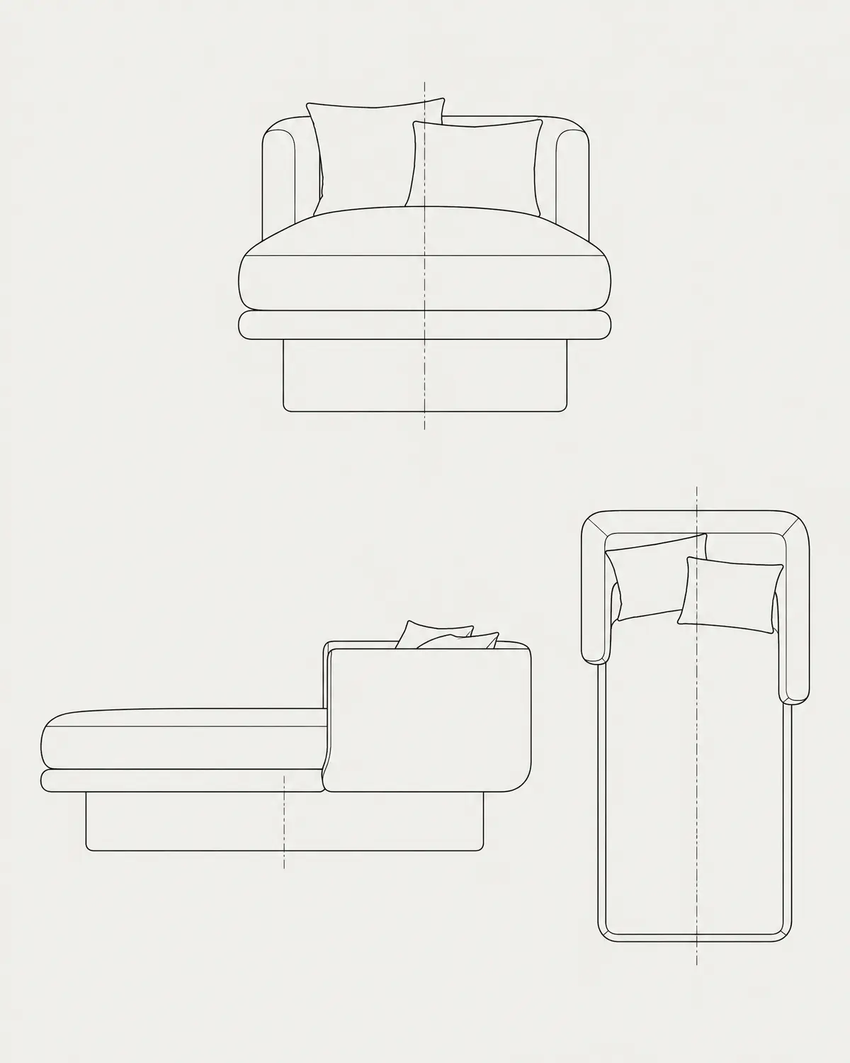 Embrace chaise, line drawing