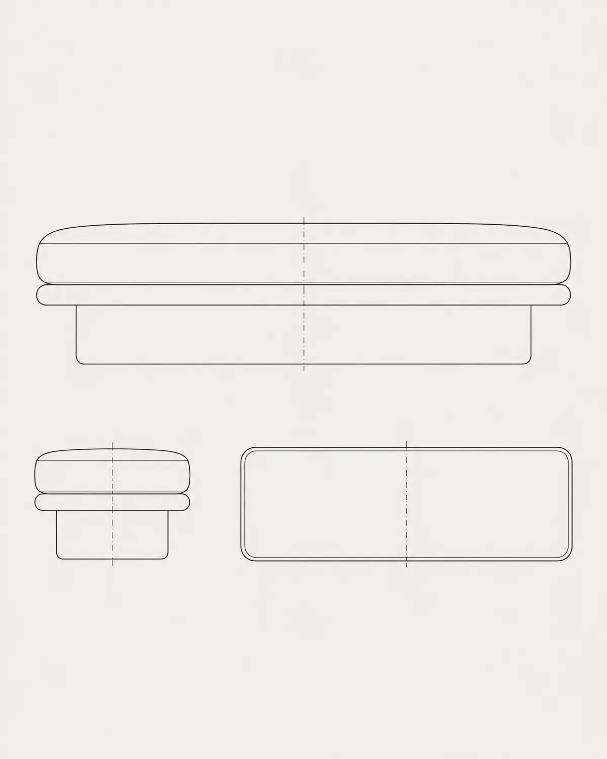 Embrace daybed, line drawing