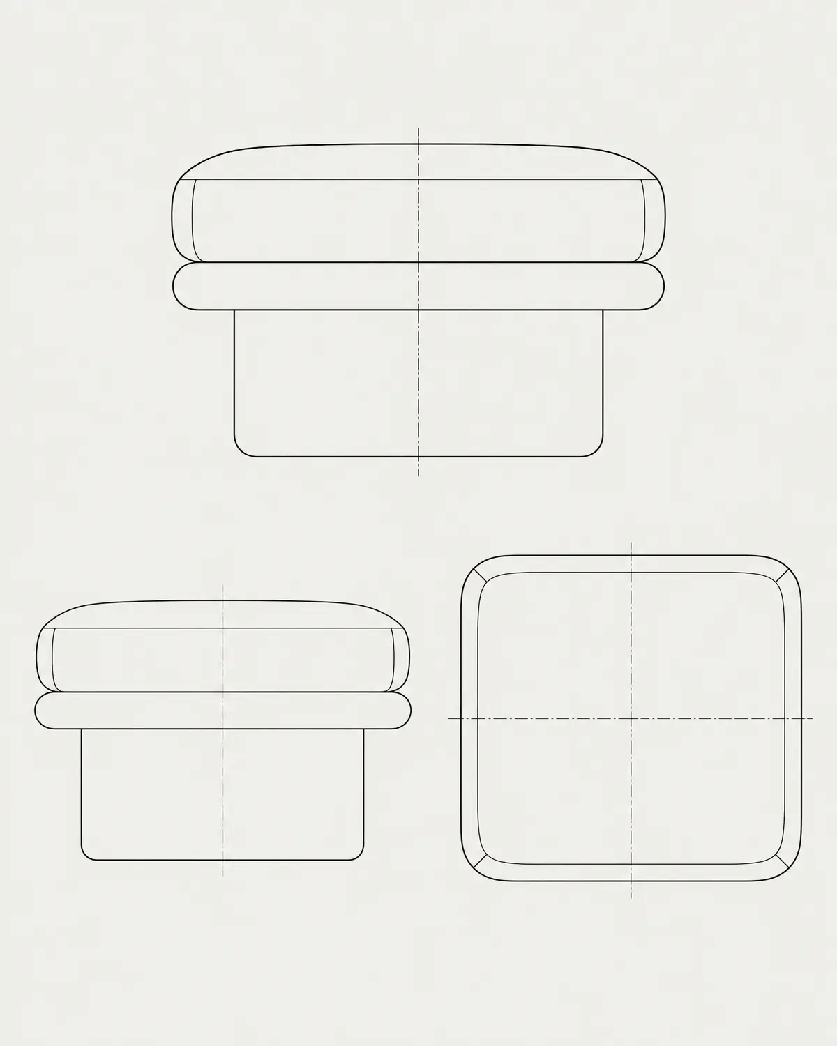 Embrace ottoman, line drawing