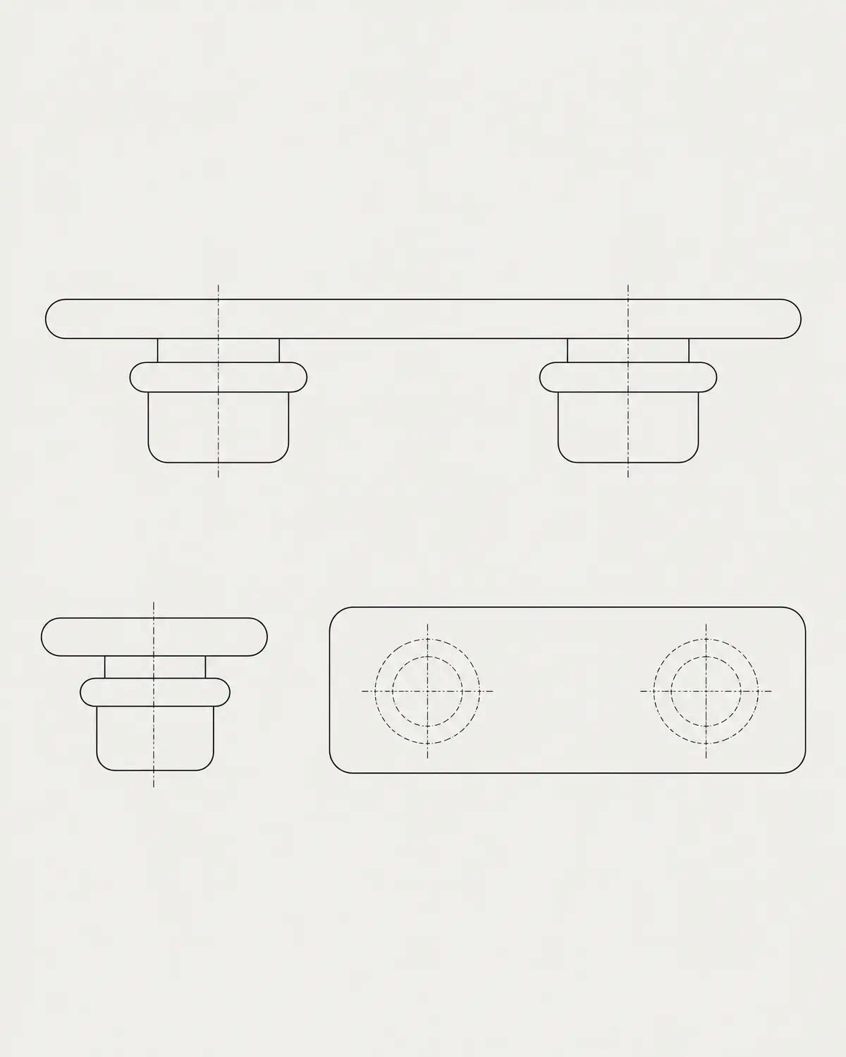 Embrace coffee table, line drawing