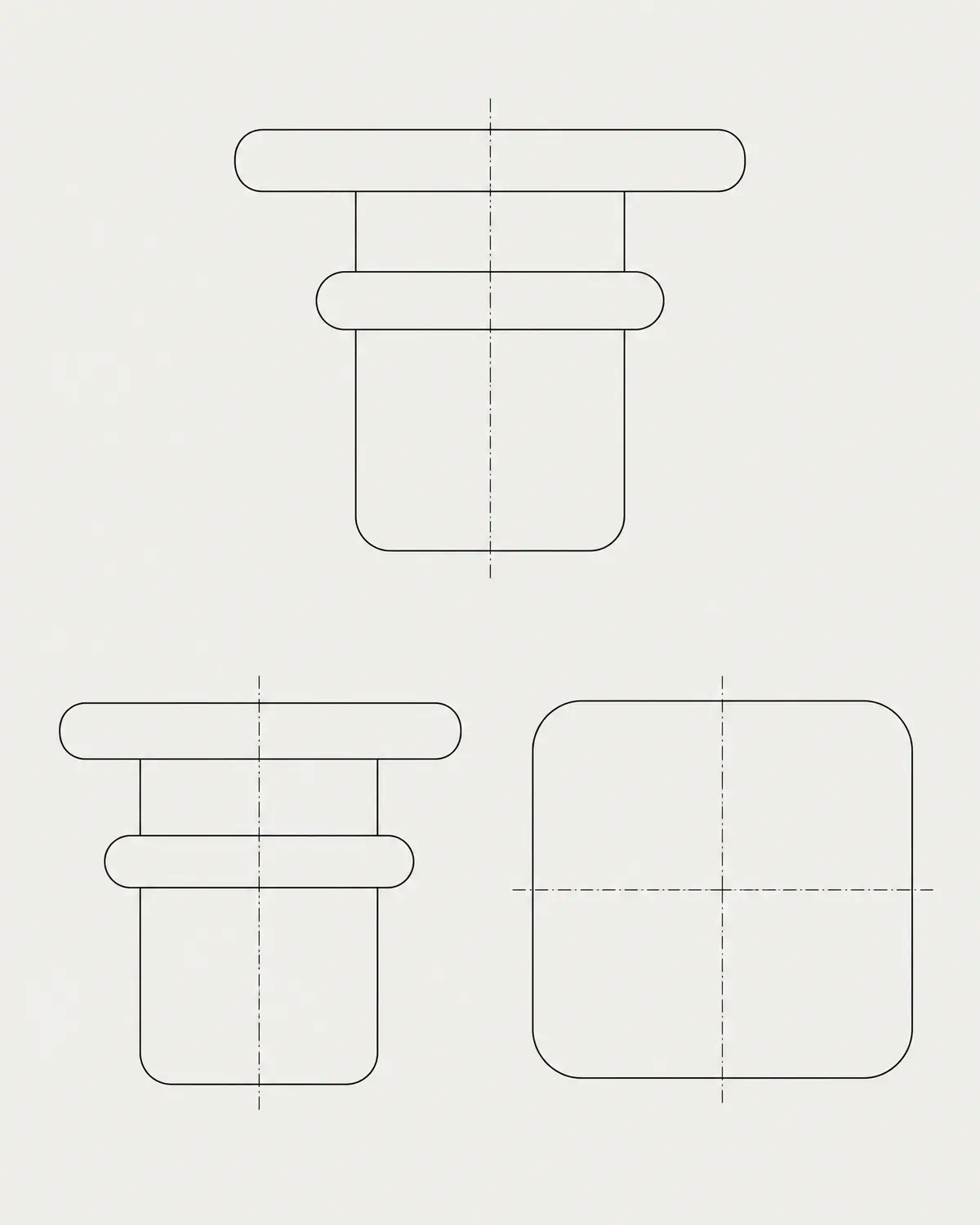 Embrace side table, line drawing