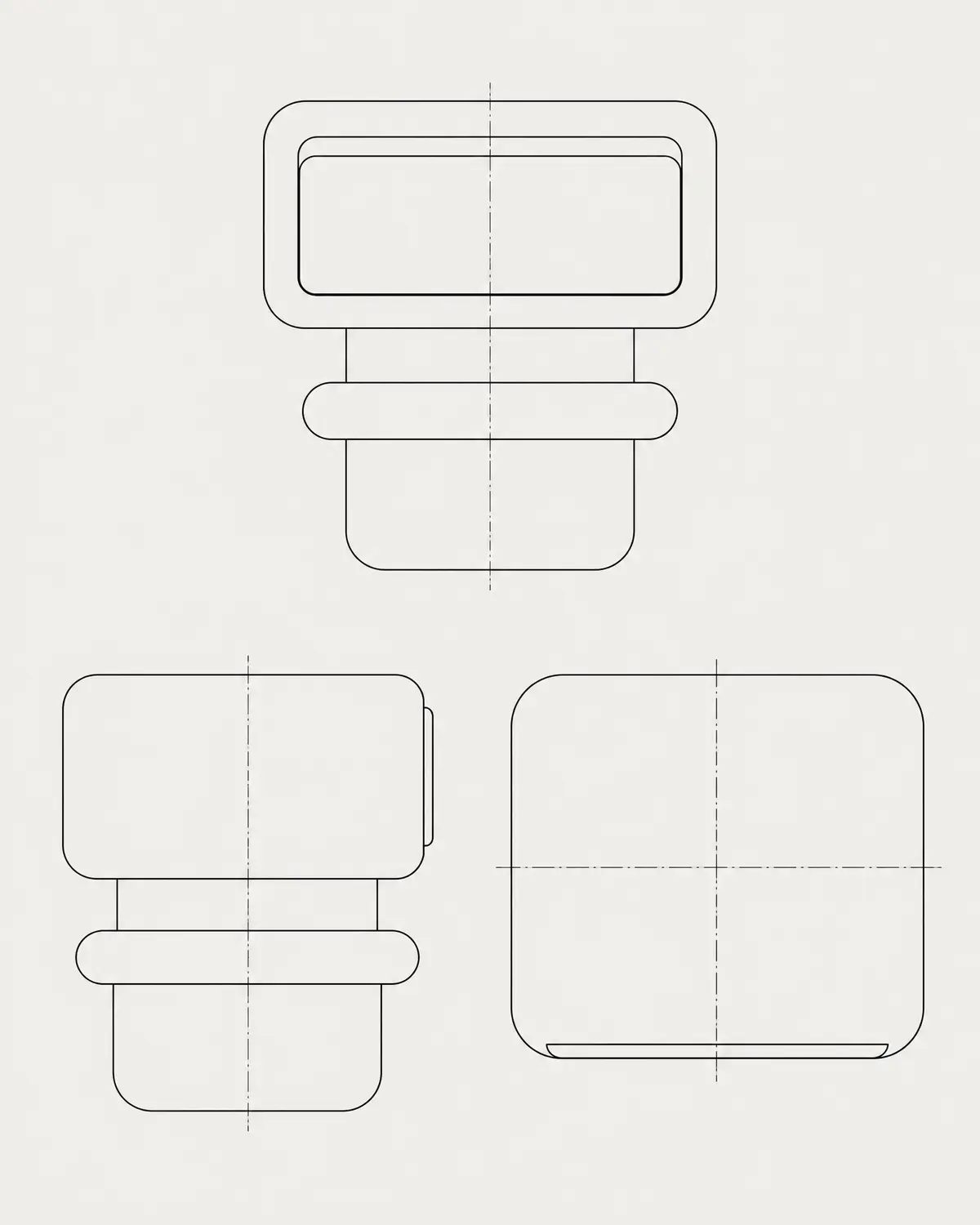 Embrace nightstand, line drawing