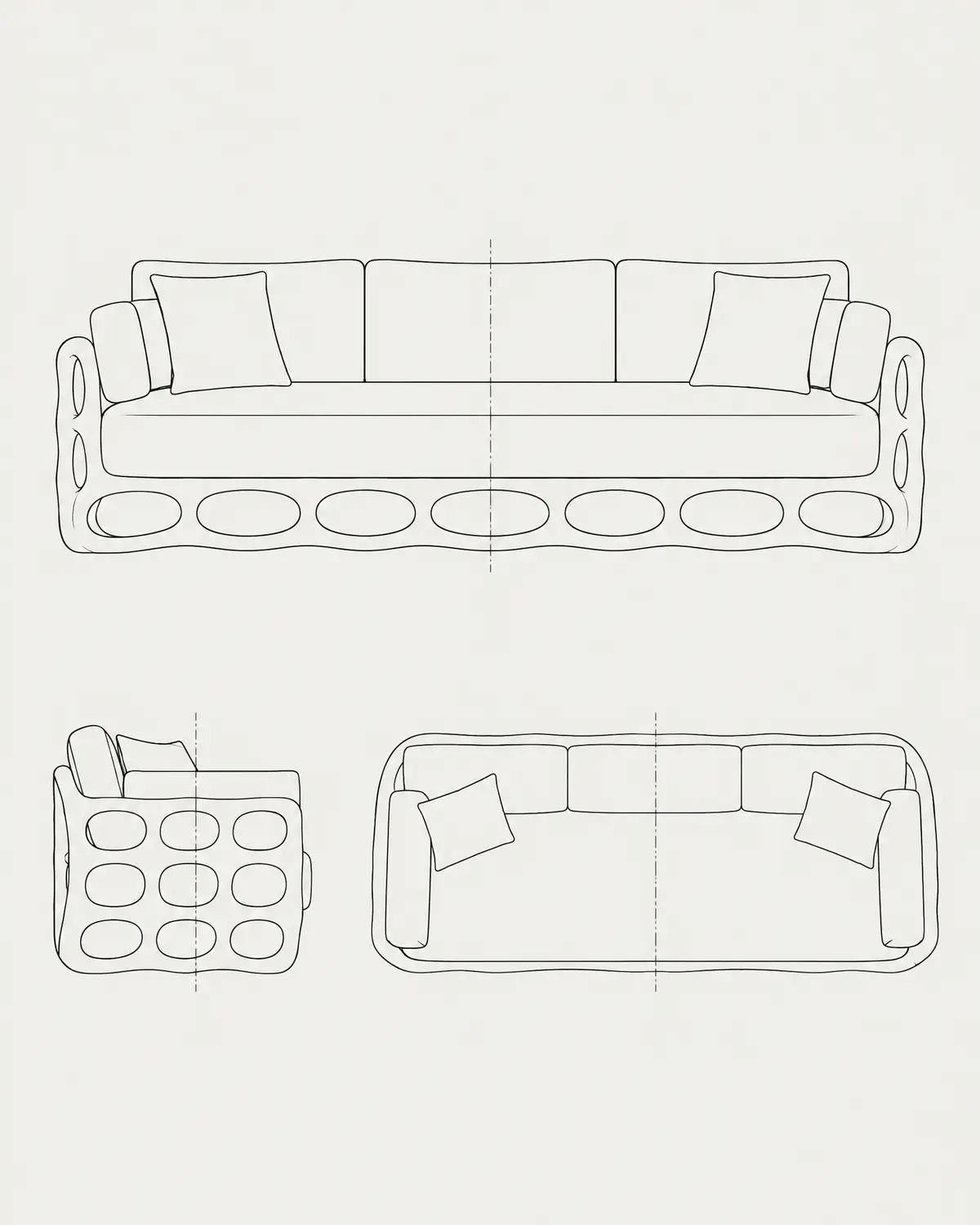 Hive sofa, line drawing
