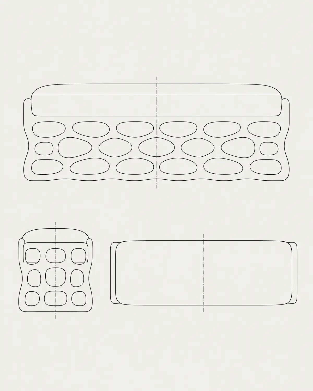 Hive bench, line drawing