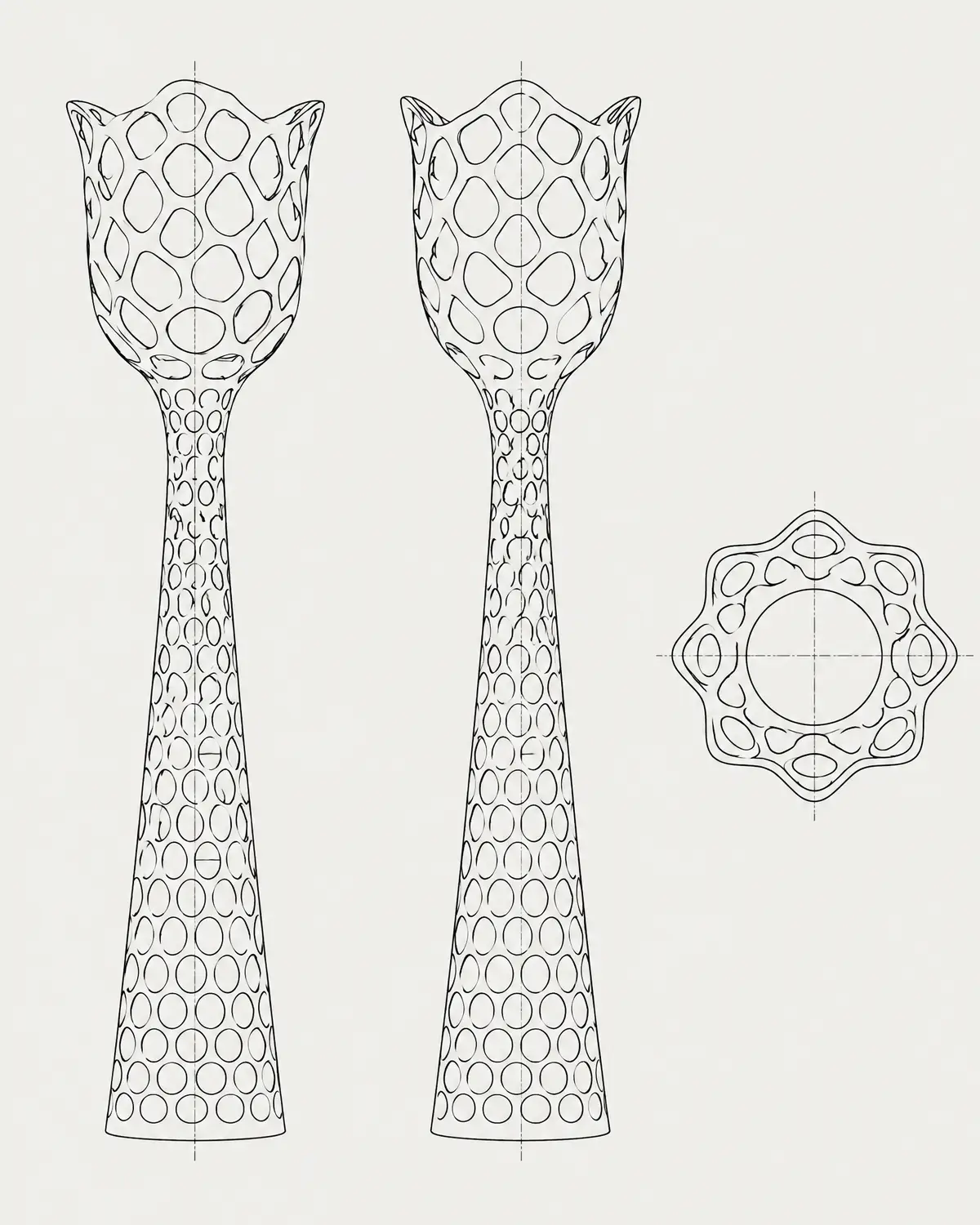 Hive floor lamp, line drawing