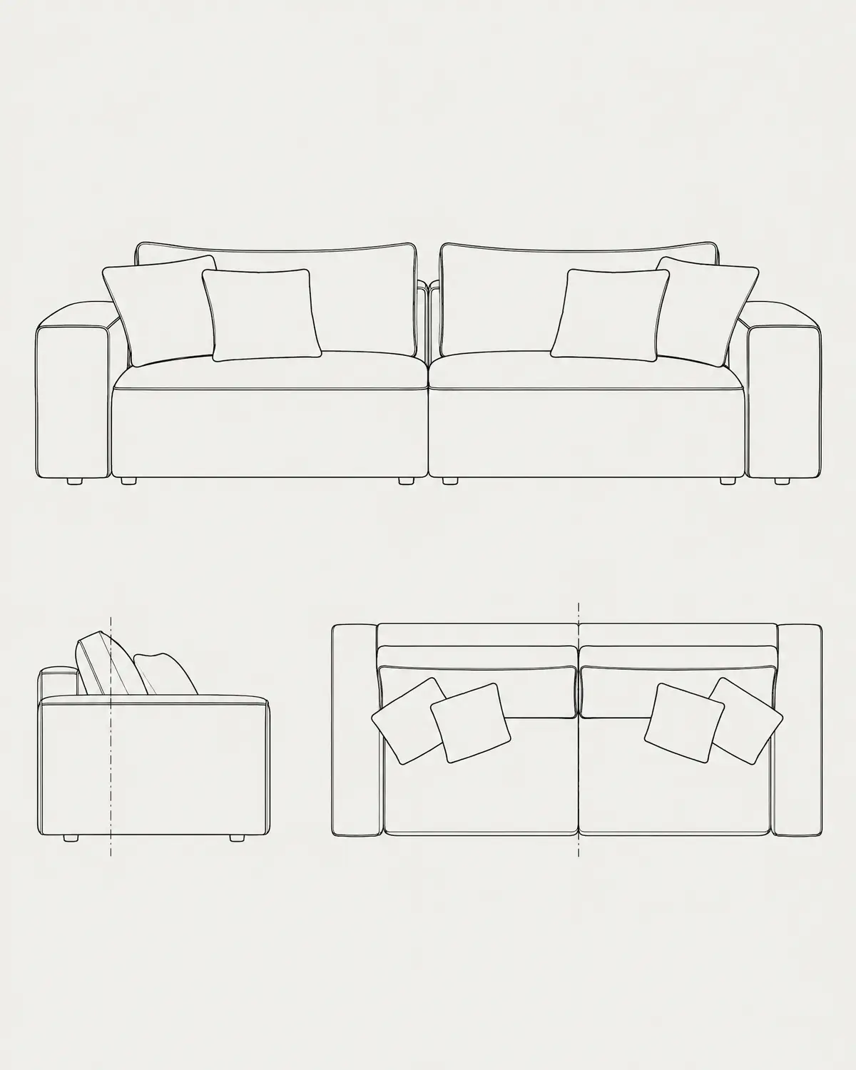 Ital sofa, line drawing