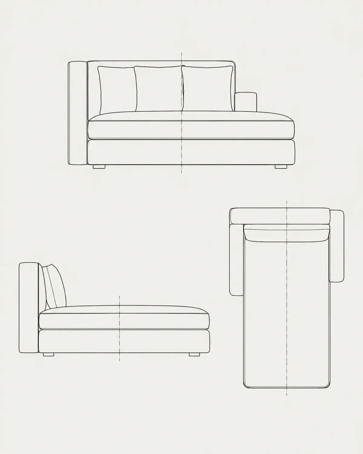 Ital chaise, line drawing