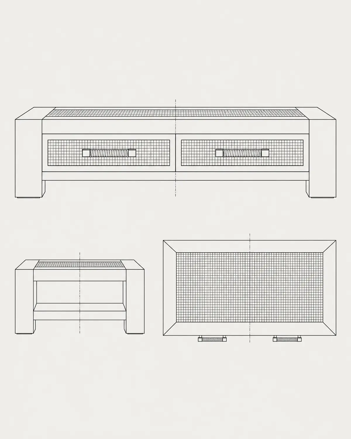 Ital coffee table, line drawing