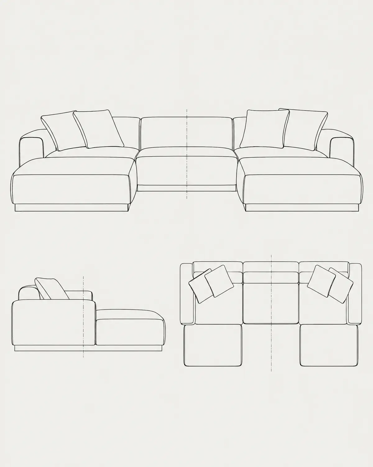 Nimbus sectional sofa, line drawing