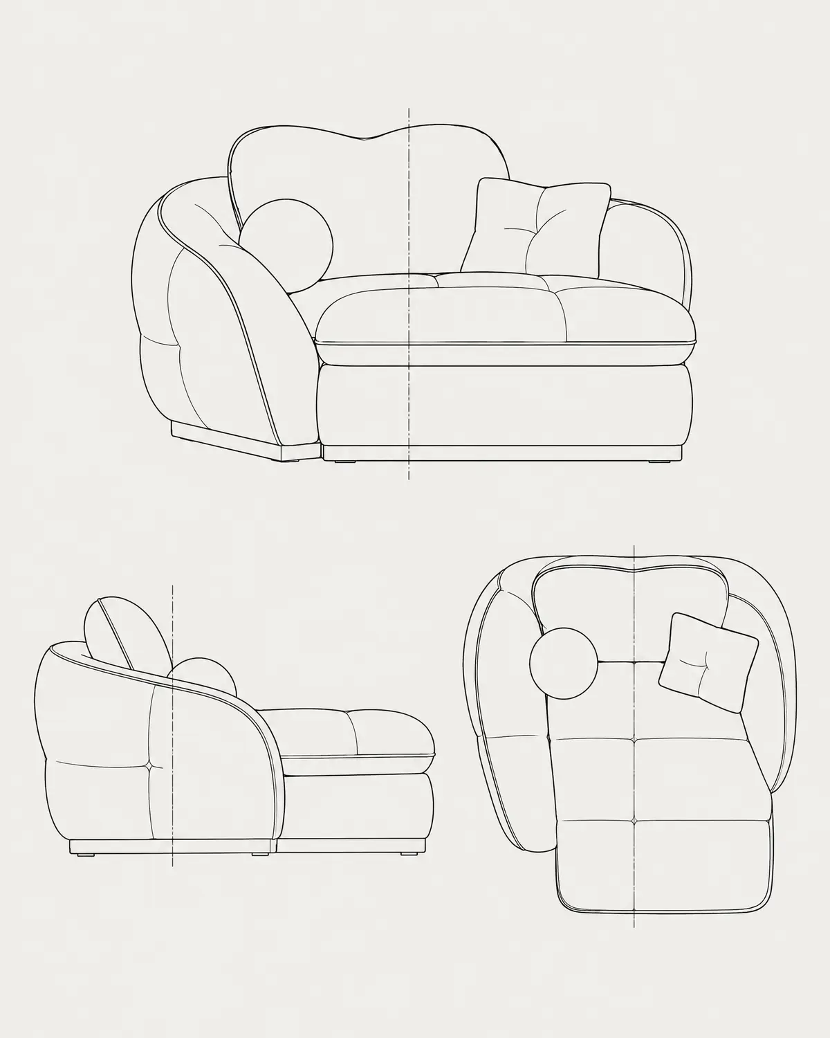 Nimbus lounge sofa, line drawing