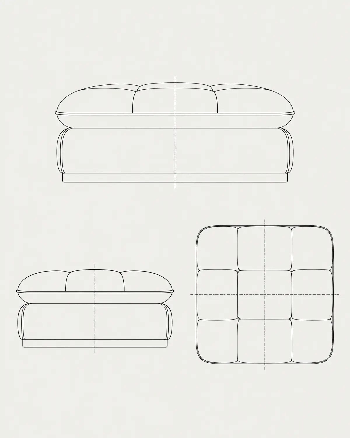 Nimbus ottoman, line drawing