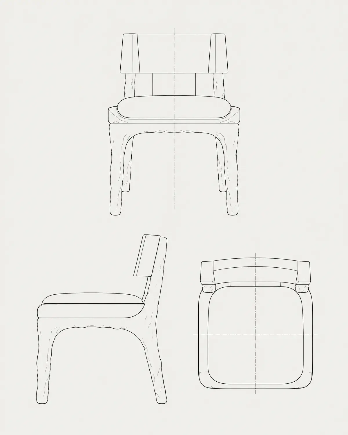 Nimbus dining chair, line drawing