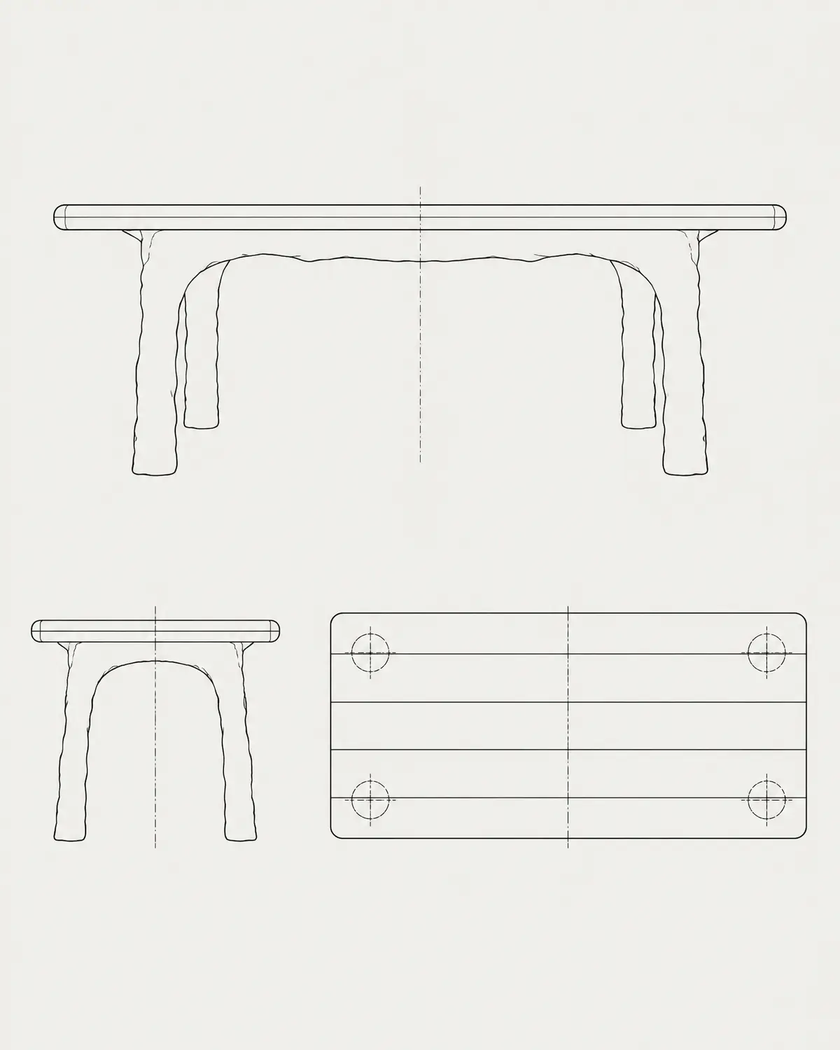 Nimbus dining table, line drawing