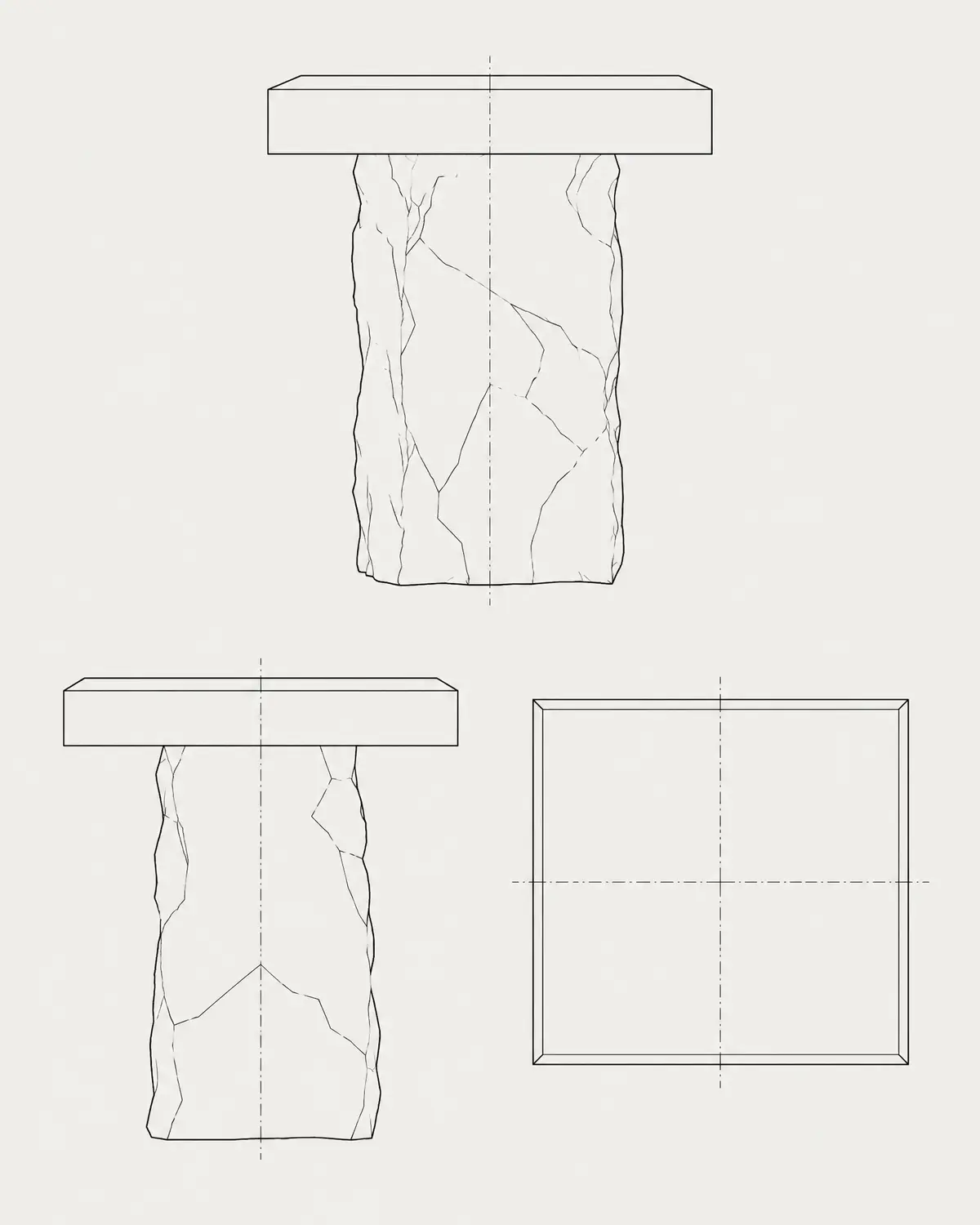 Nimbus side table, line drawing