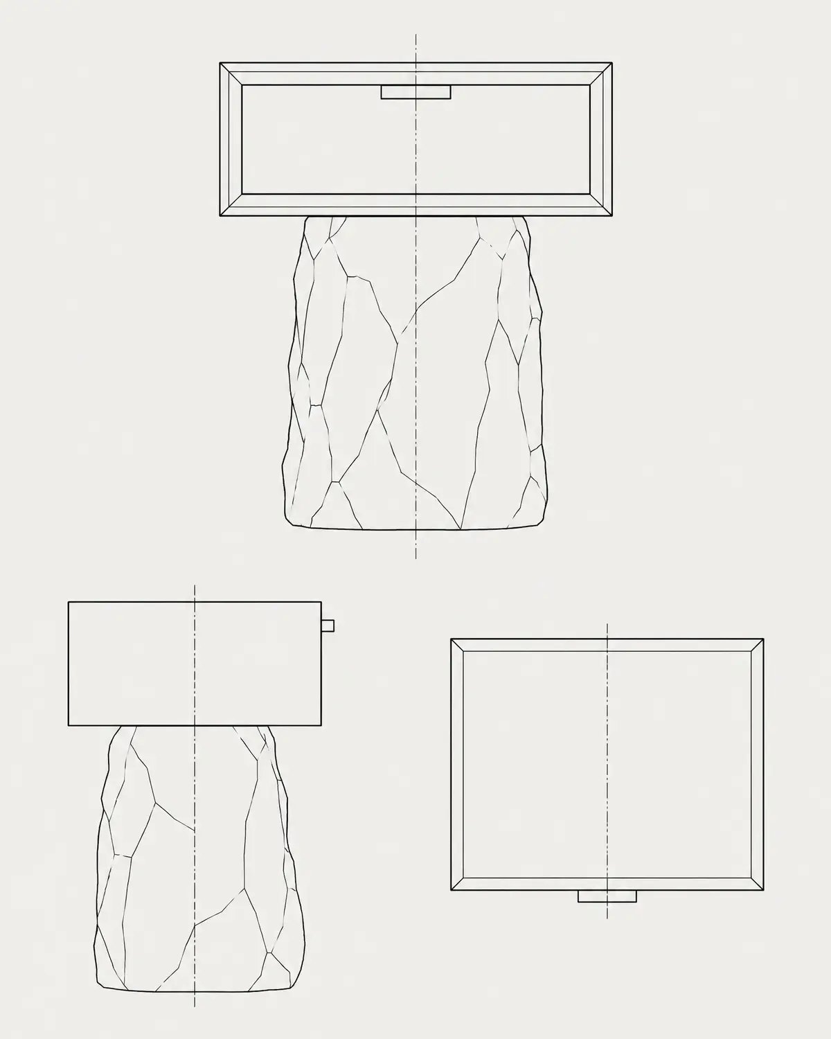 Nimbus nightstand, line drawing