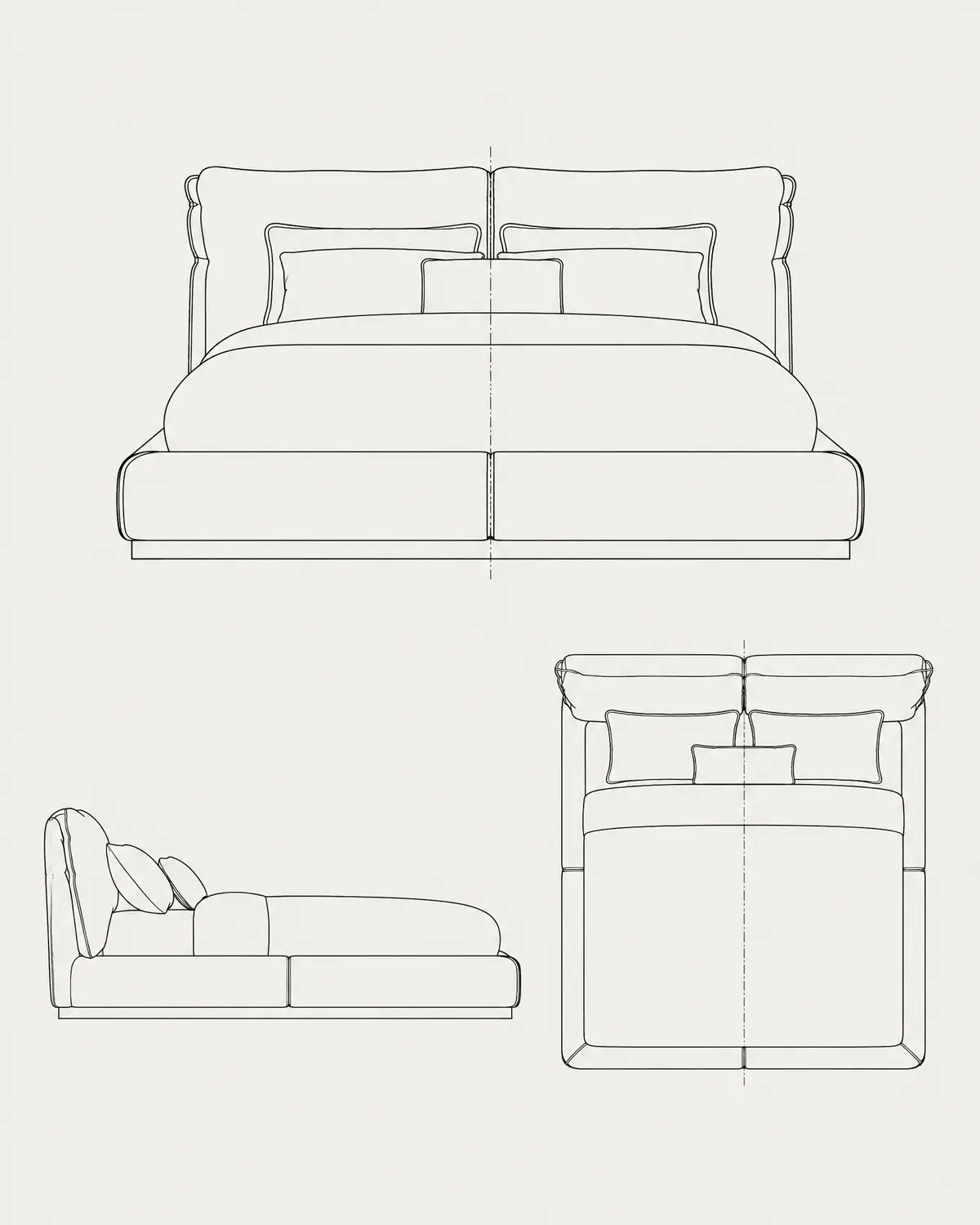 Nimbus bed, line drawing
