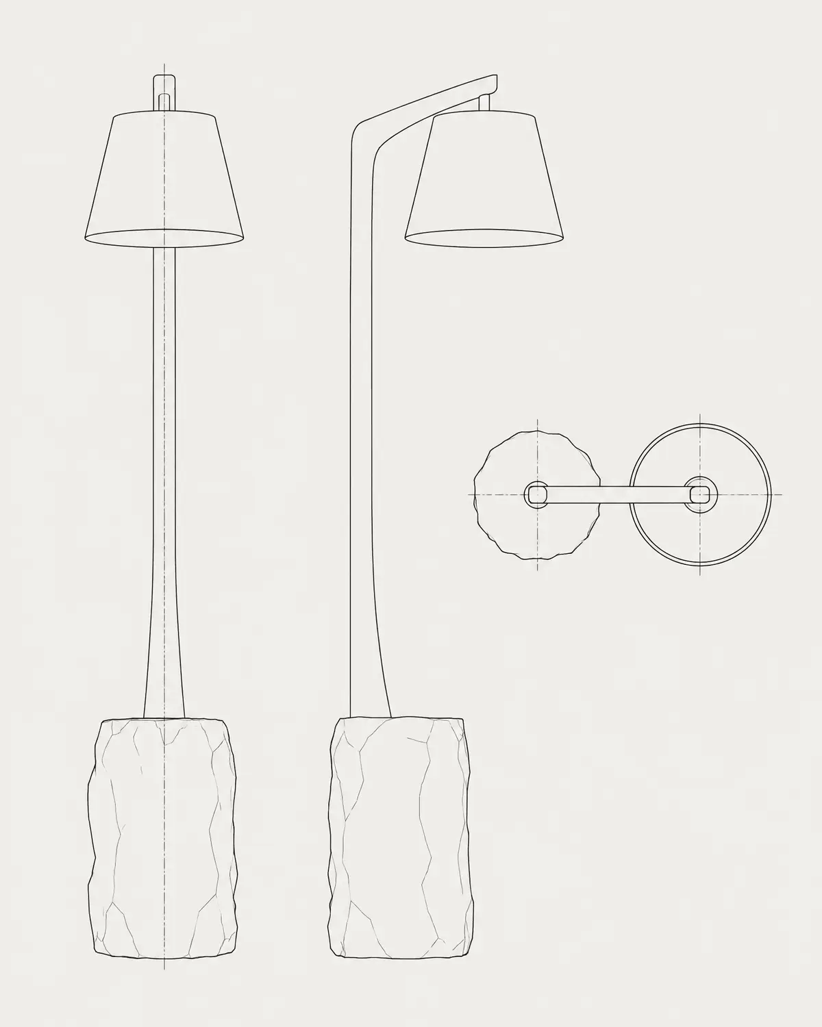 Nimbus floor lamp, line drawing