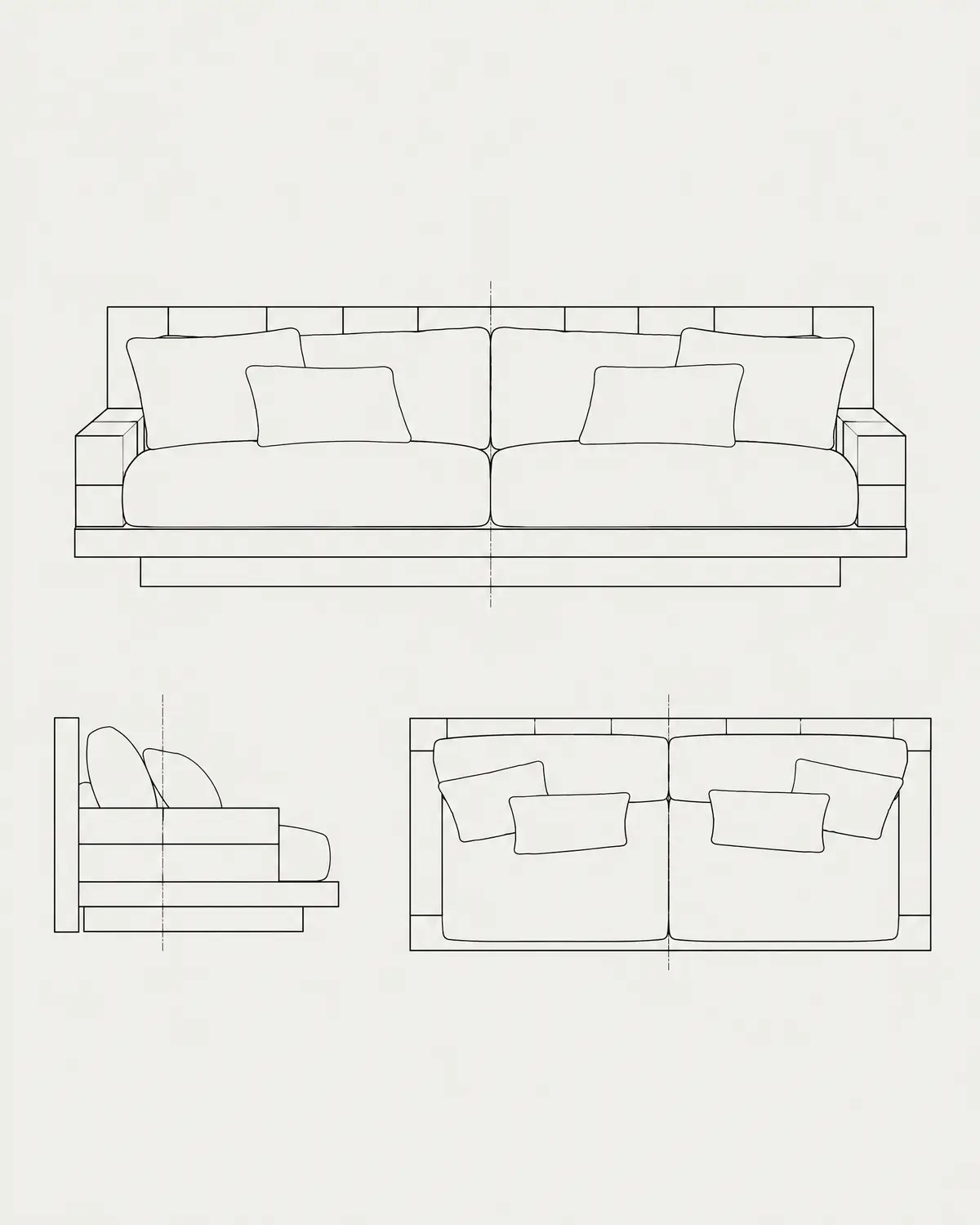 Raww sofa, line drawing