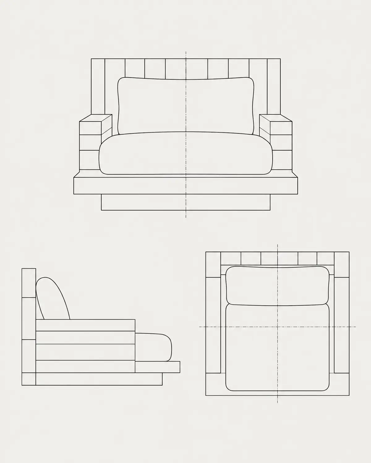 Raww chaise, line drawing