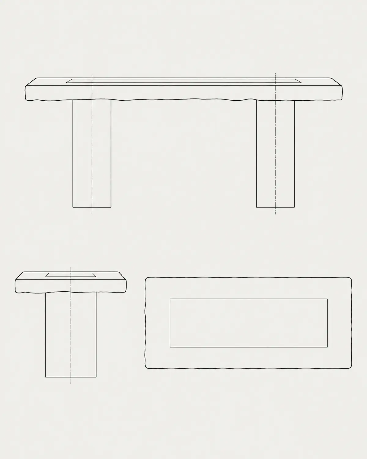 Raww desk, line drawing
