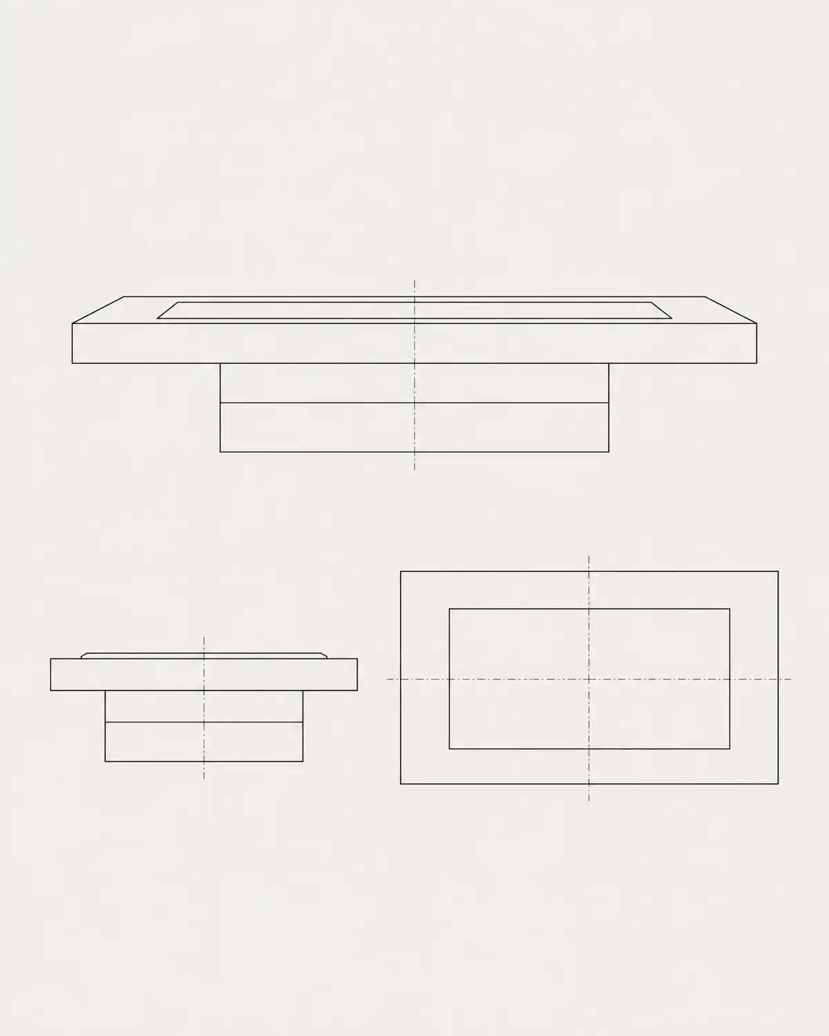 Raww coffee table, line drawing