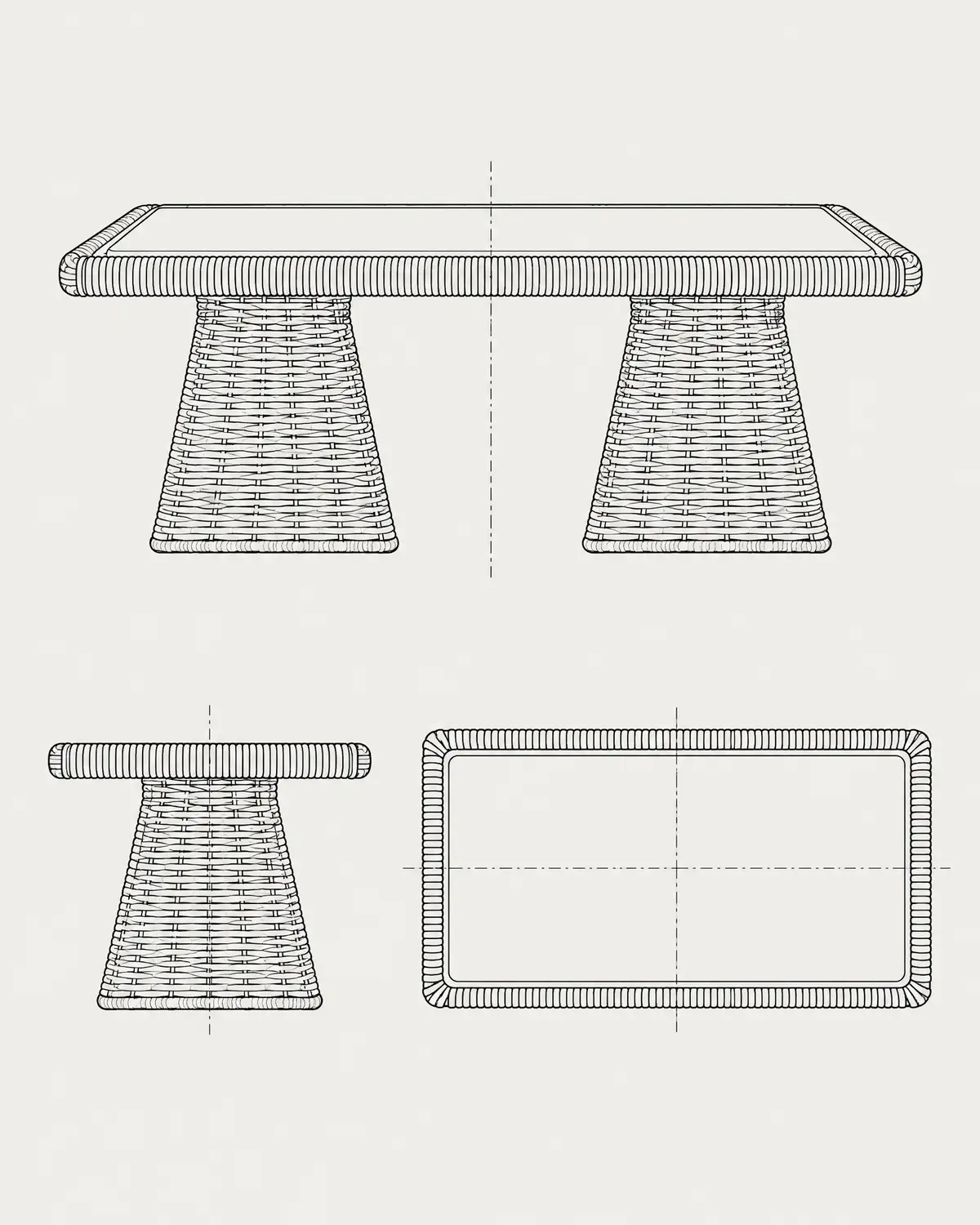 Weev coffee table, line drawing