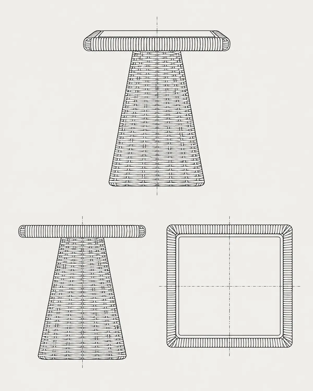 Weev side table, line drawing