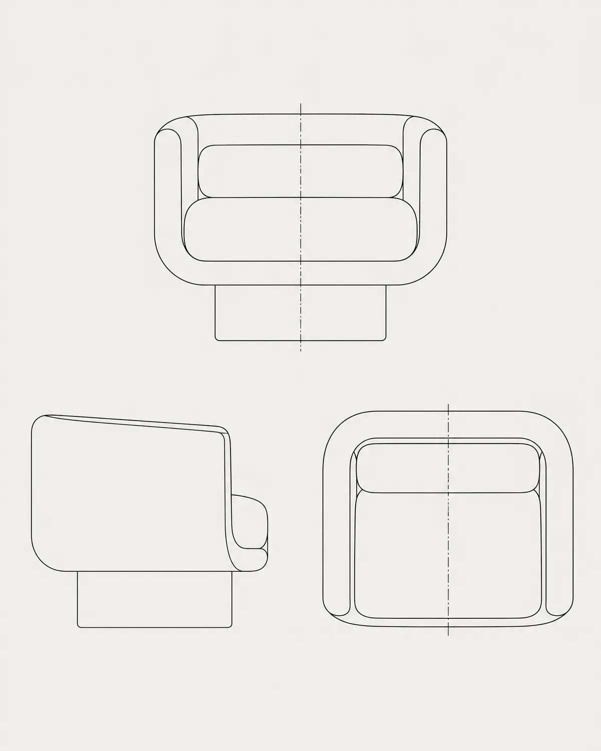 Womb armchair, line drawing