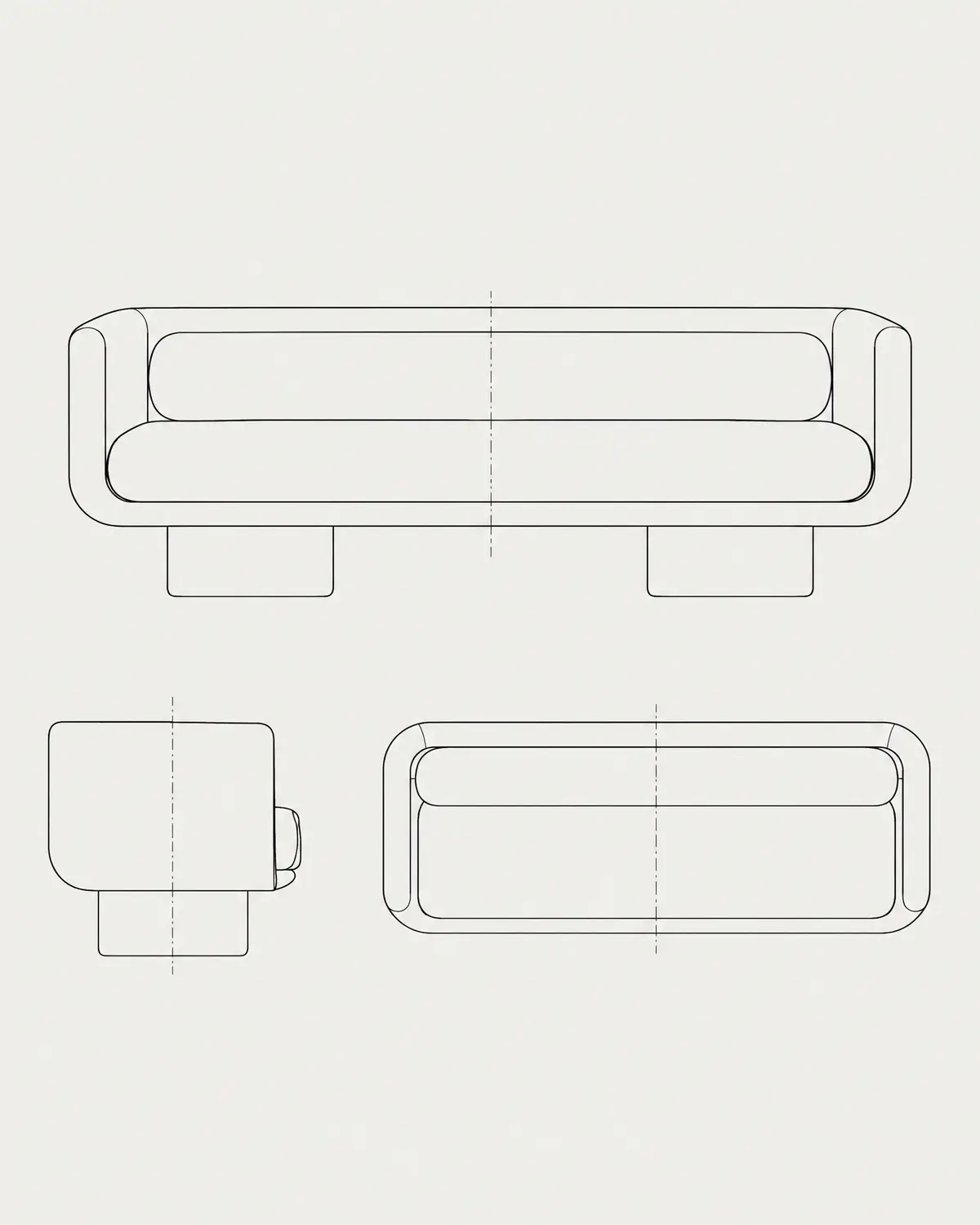 Womb sofa, line drawing