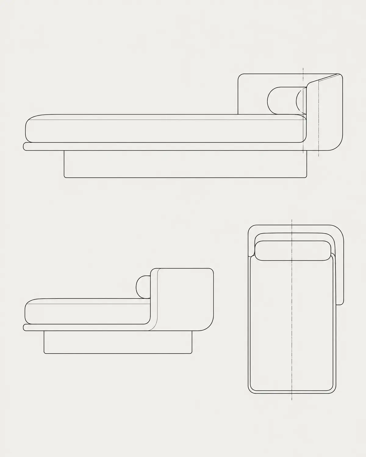 Womb chaise, line drawing