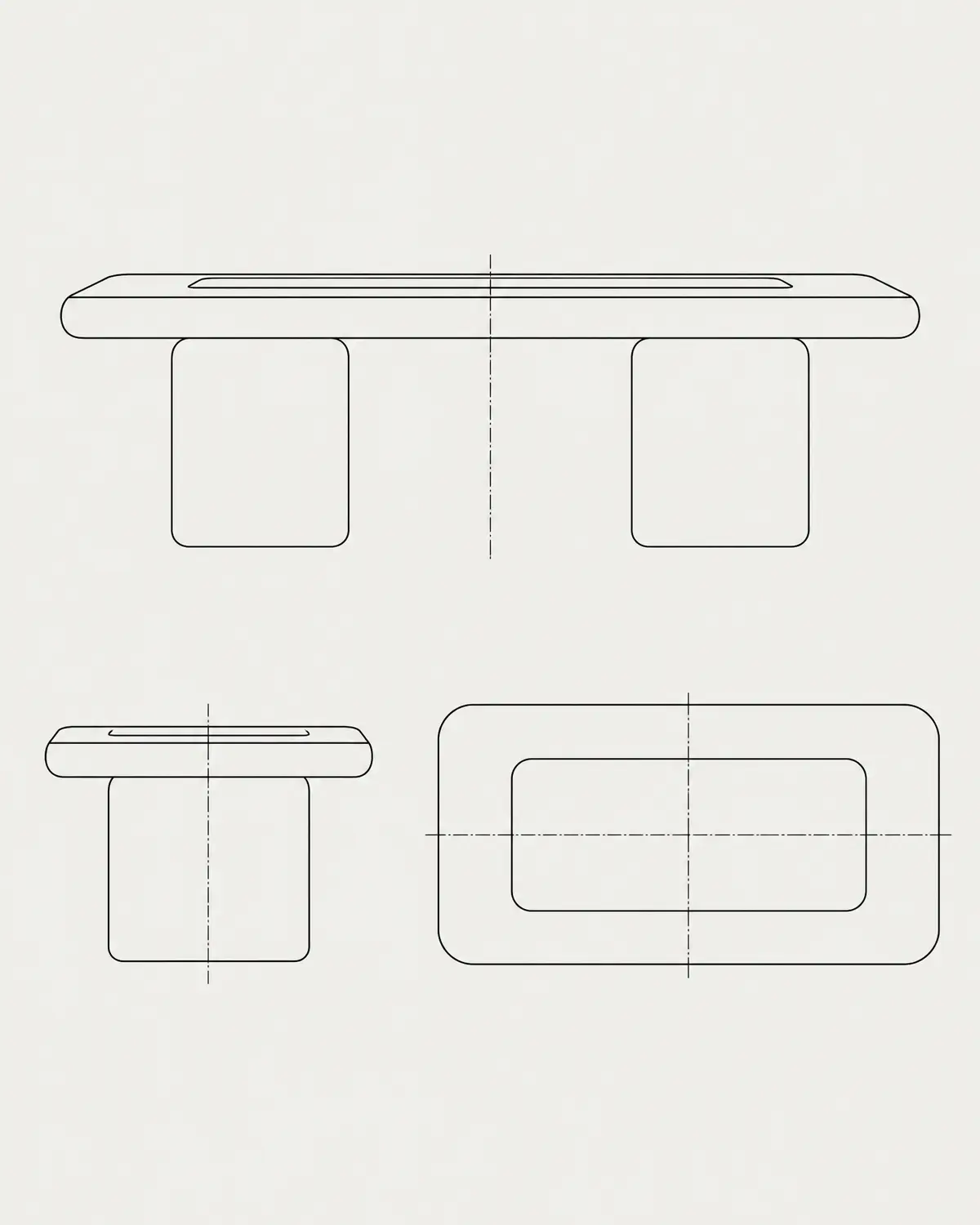 Womb inlaid coffee table, line drawing