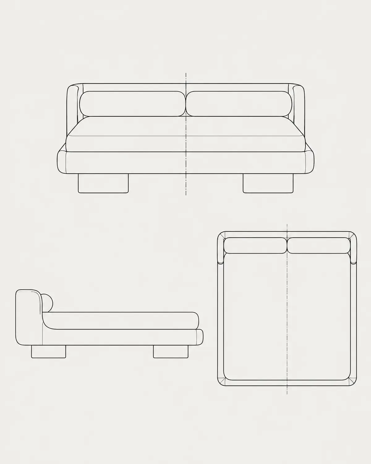 Womb bed, line drawing