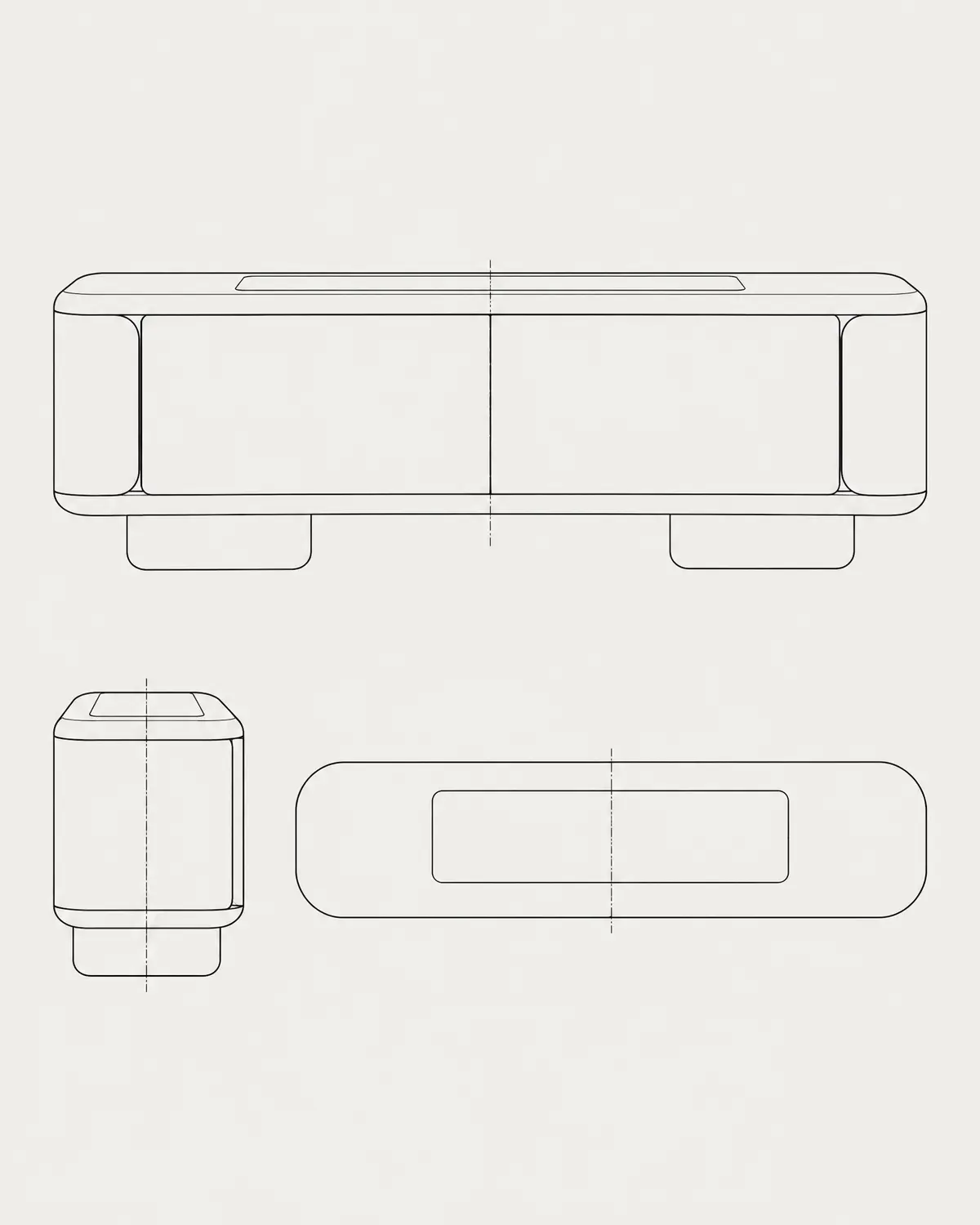Womb sideboard, line drawing