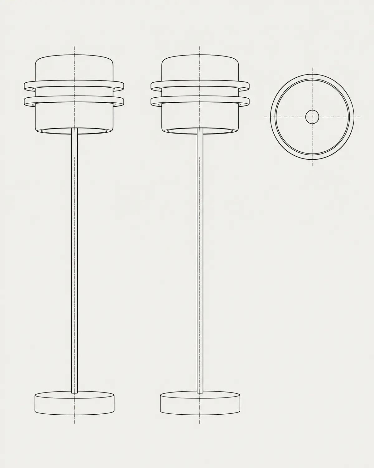 Womb floor lamp, line drawing