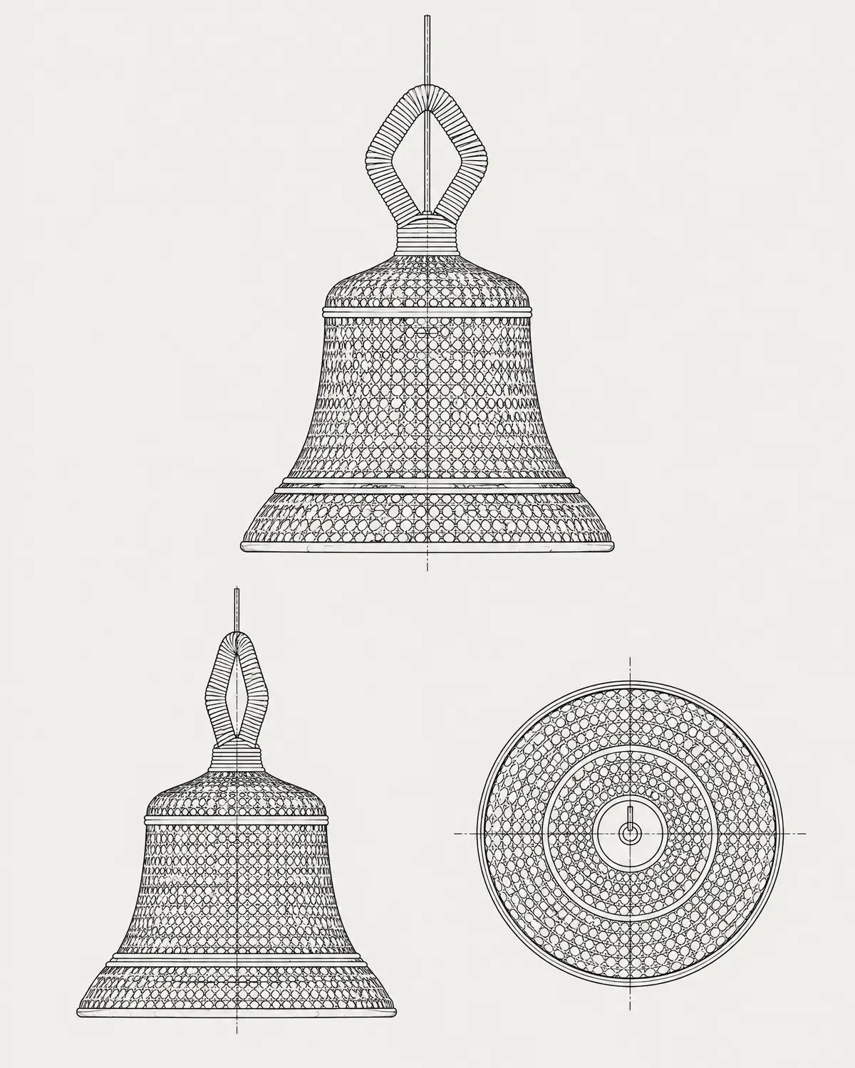 Luz bell pendant, line drawing