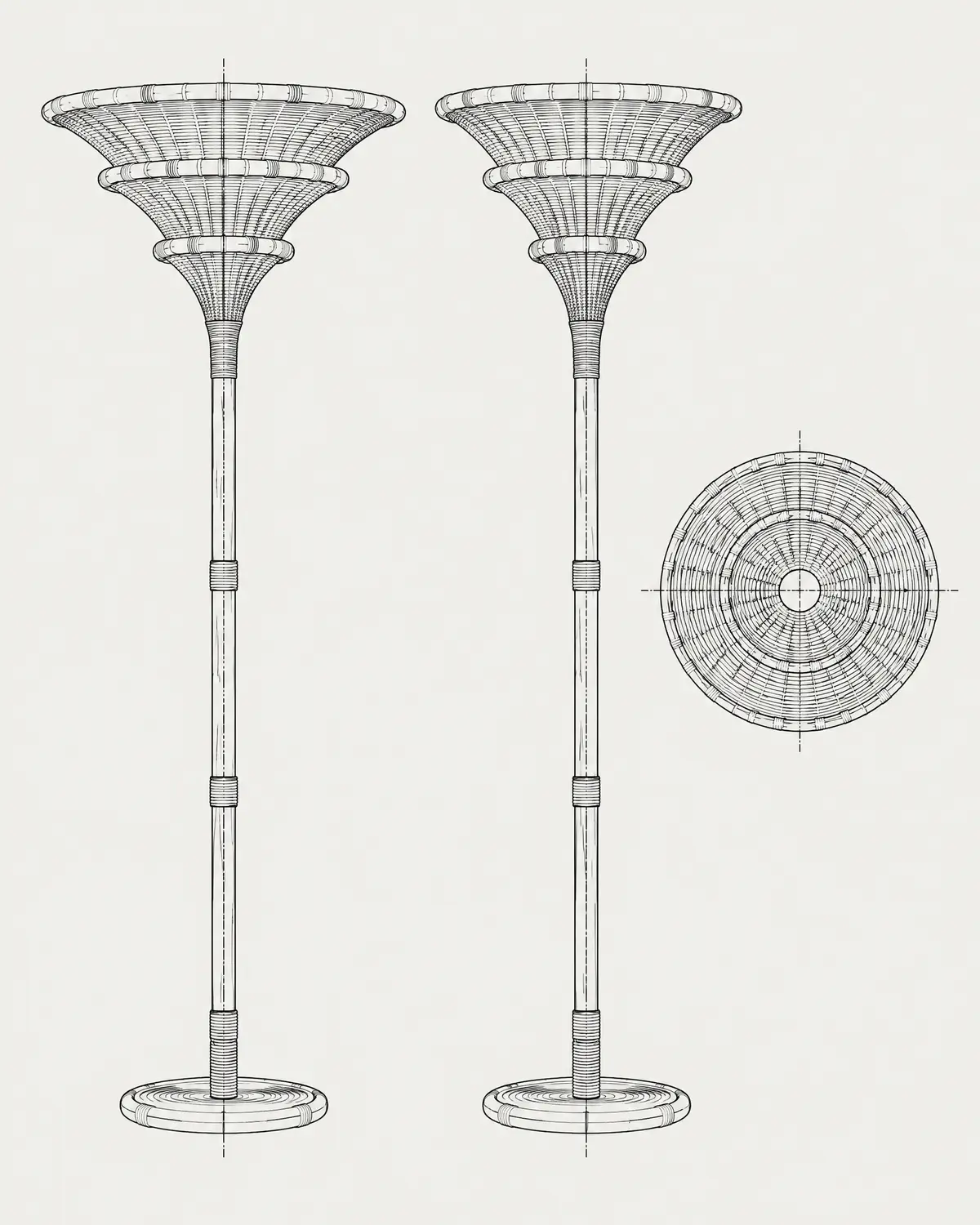 Luz tiered floor lamp, line drawing