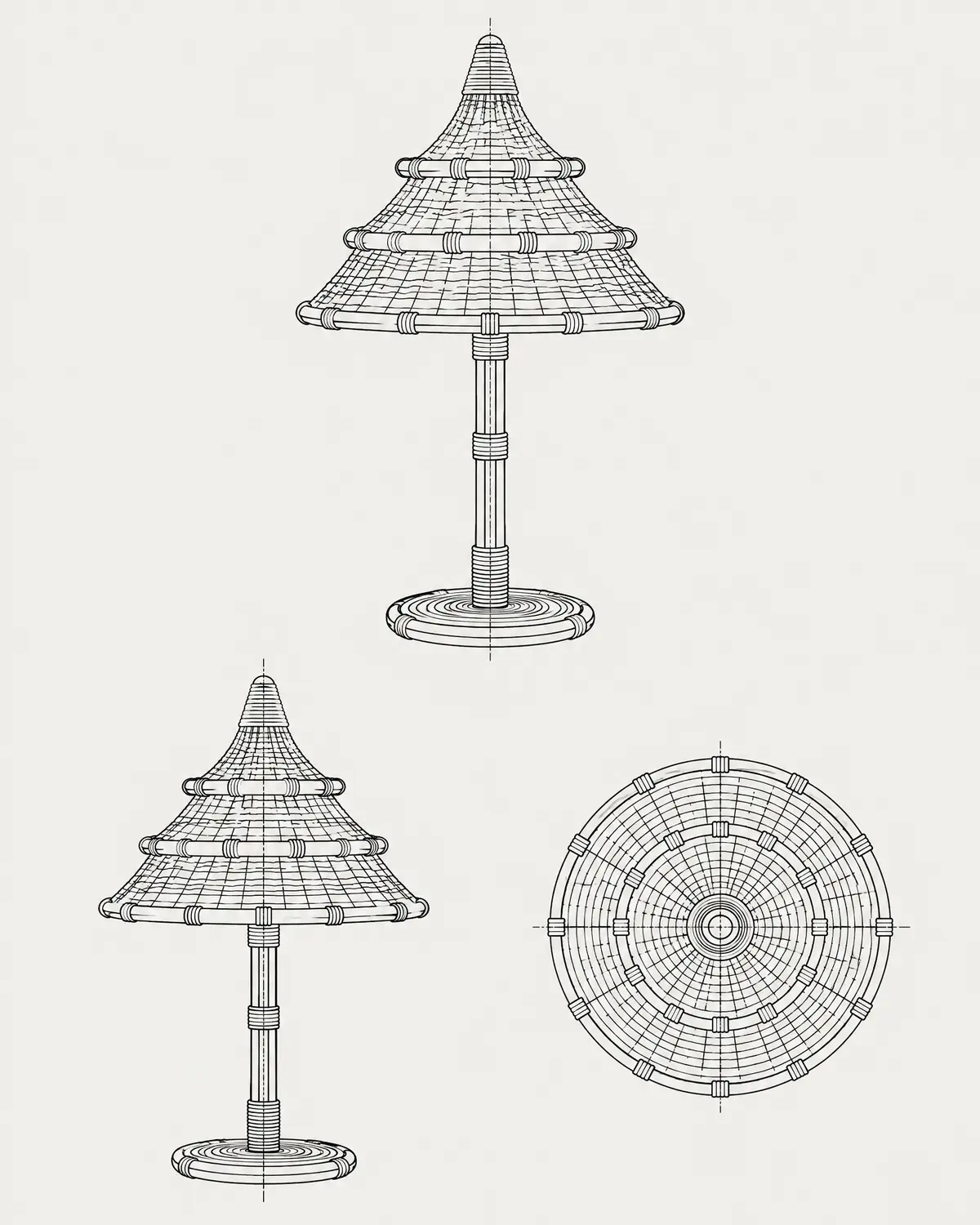 Luz pagoda table lamp, line drawing