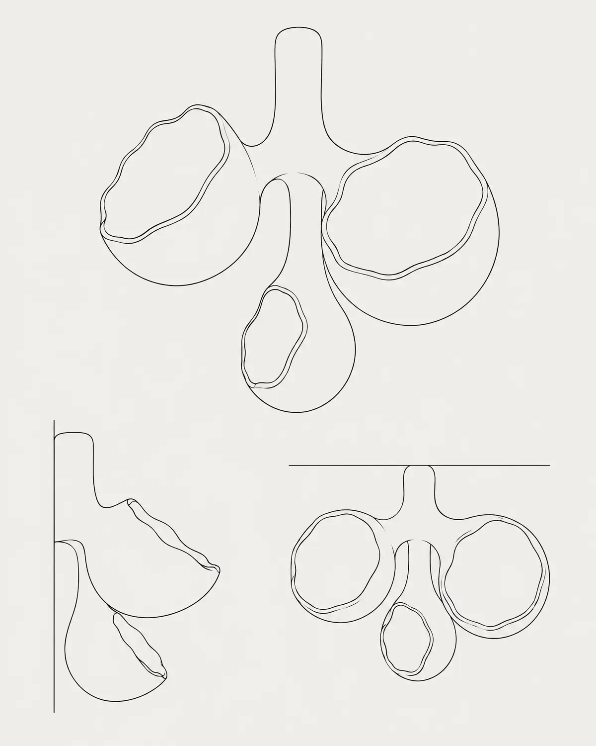 Luz sculpted wall light, line drawing