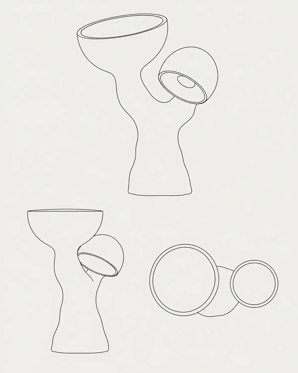 Luz sculpted table lamp, line drawing