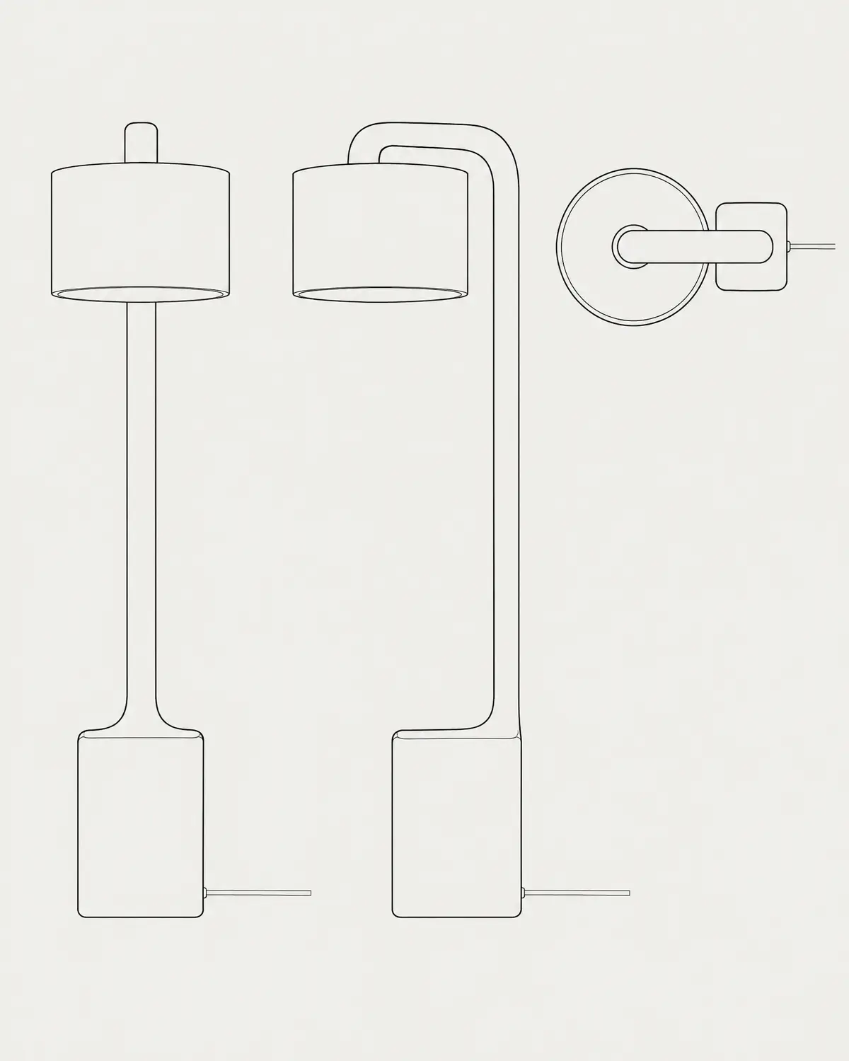 Luz reading lamp, line drawing