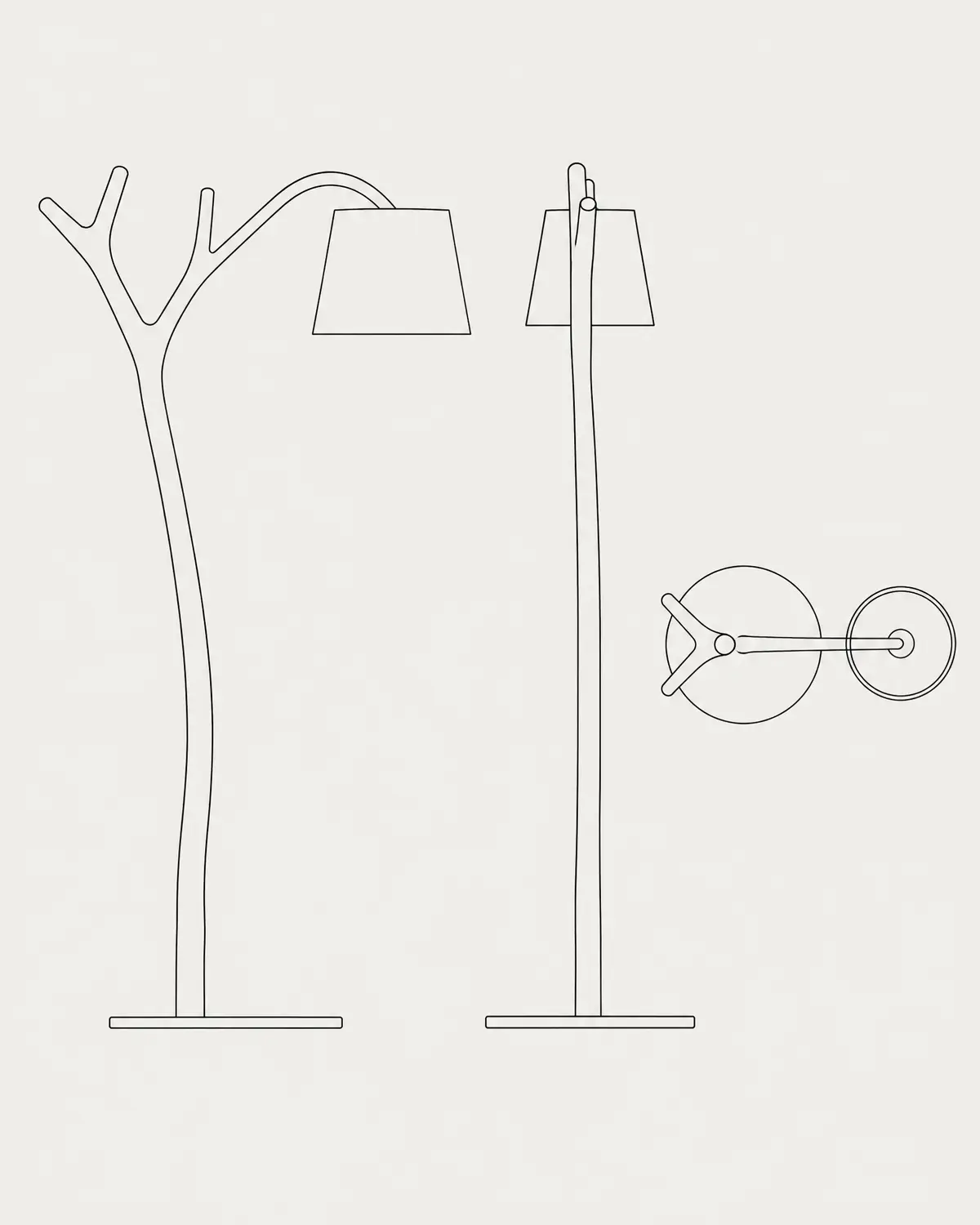 Luz branch floor lamp, line drawing
