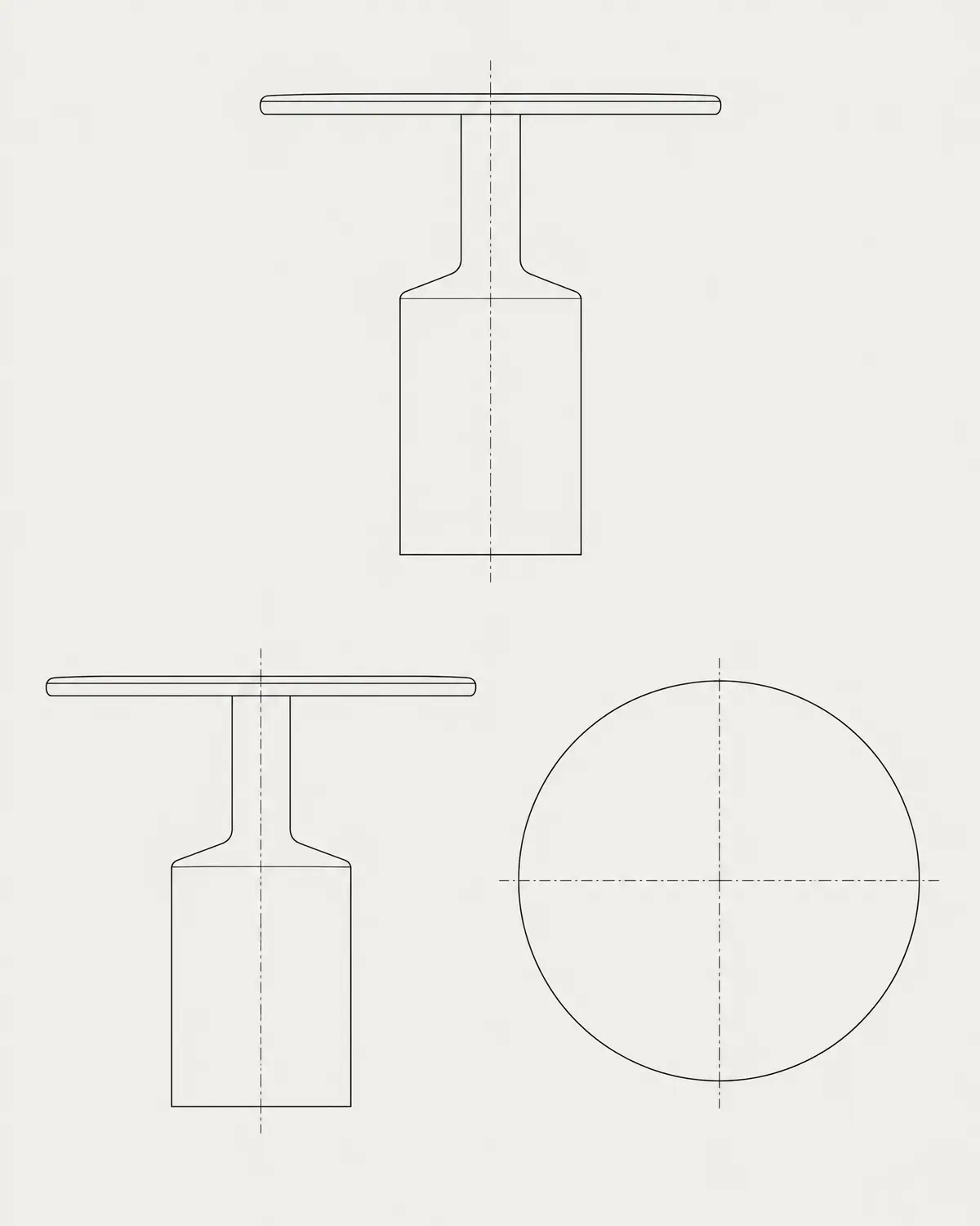 Top low side table, line drawing
