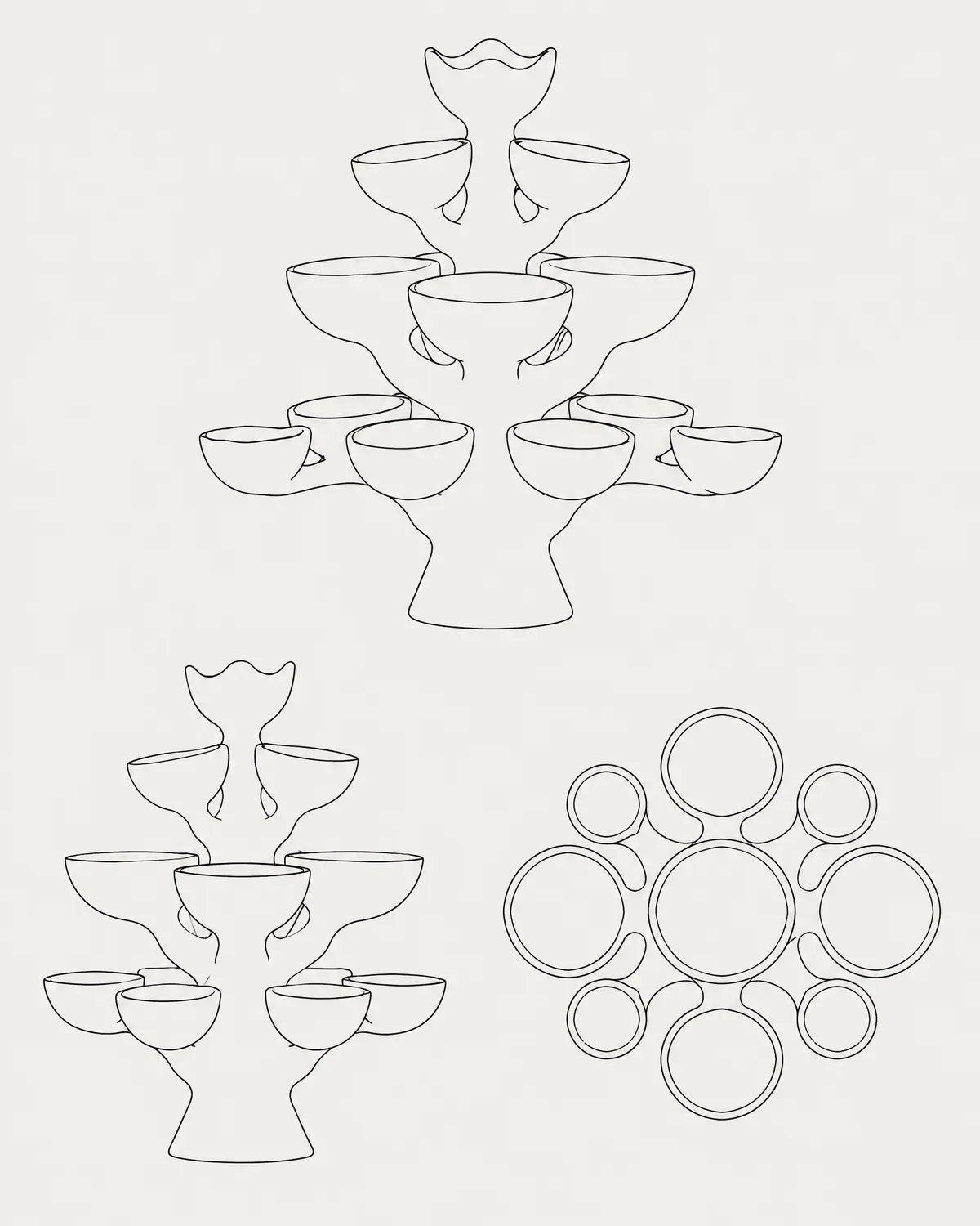 Top tealight tree, line drawing